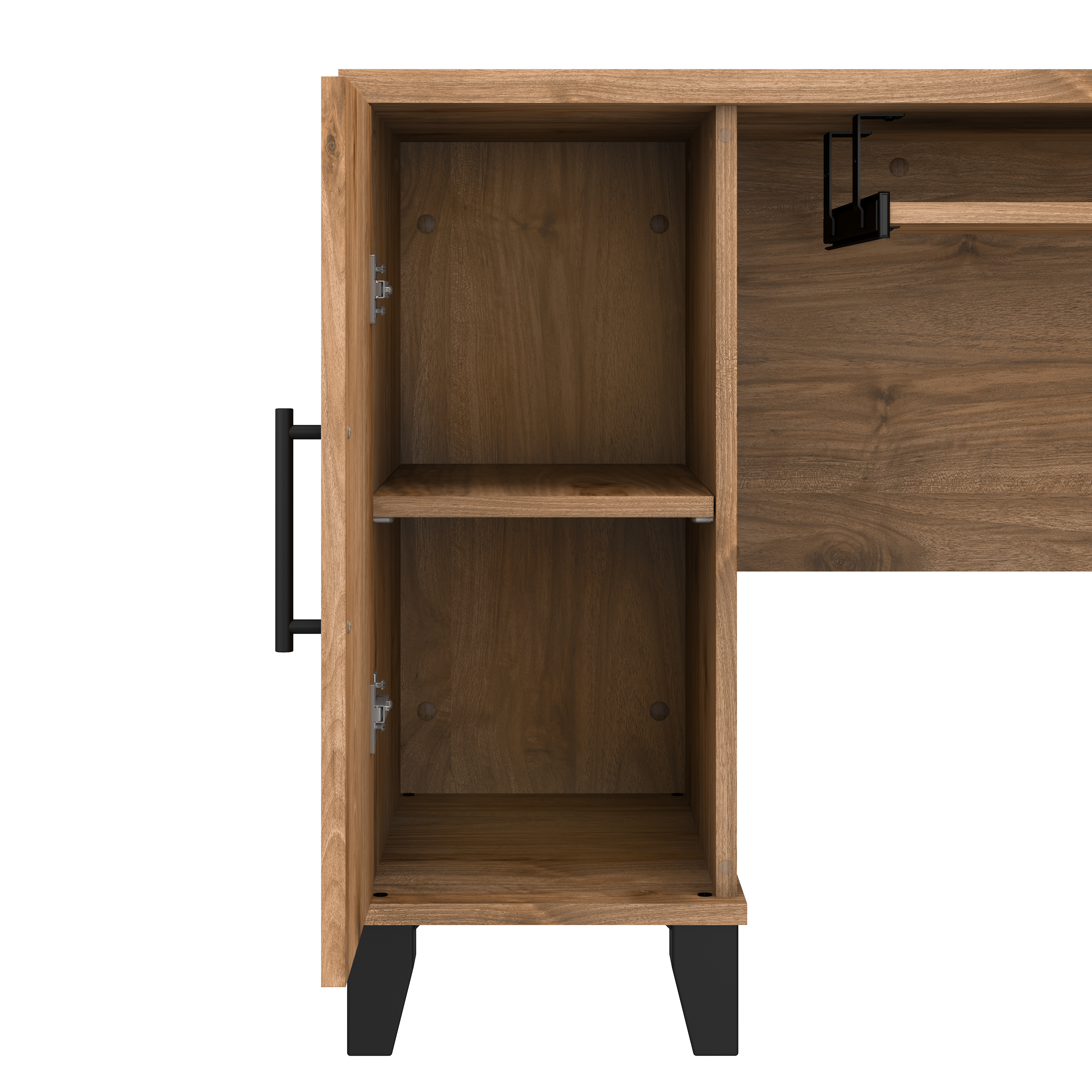 Shop Bush Furniture Somerset 60W L Shaped Desk with Hutch and 5 Shelf Bookcase 05 SET010FW #color_fresh walnut