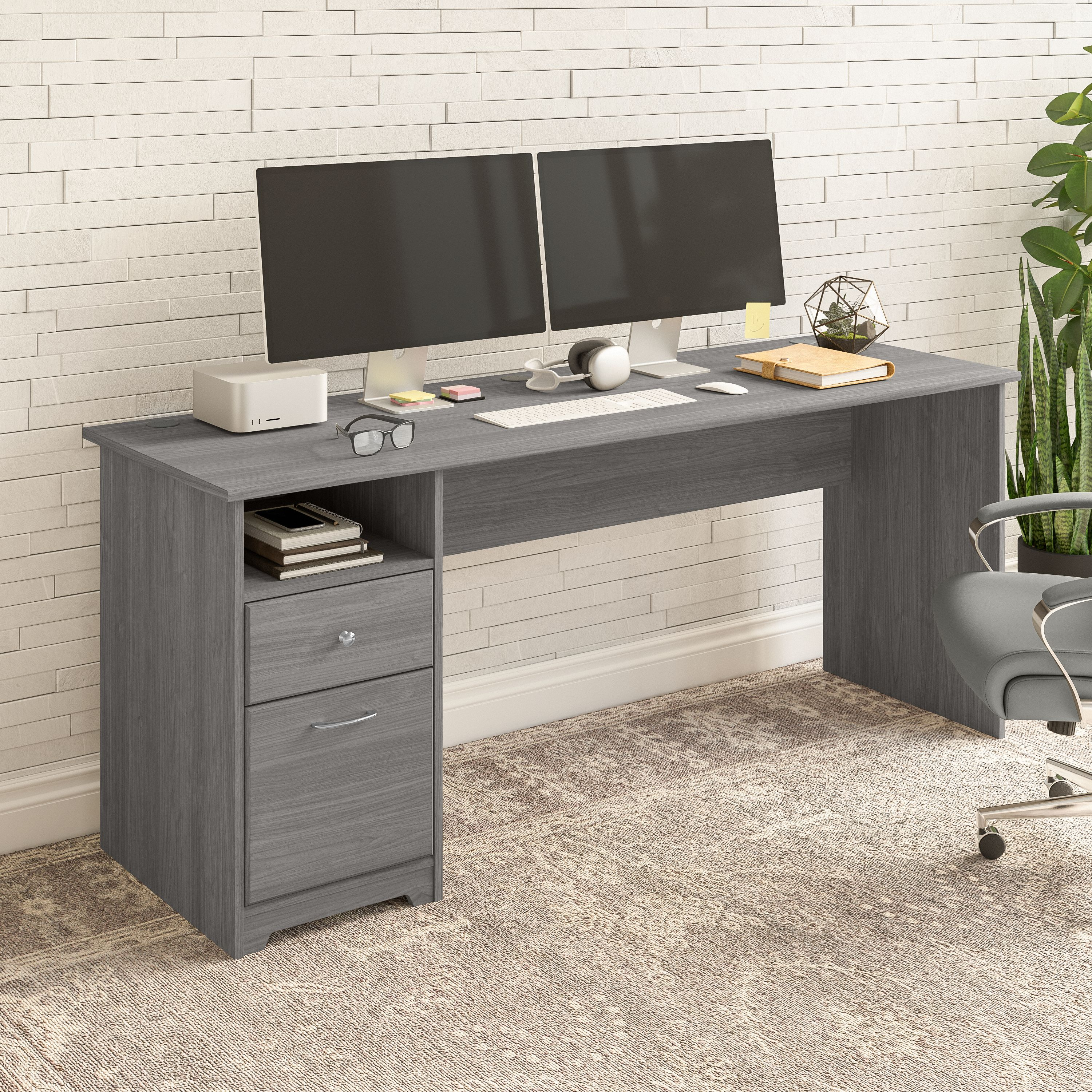 Shop Bush Furniture Cabot 72W Computer Desk with Drawers 01 WC31372 #color_modern gray