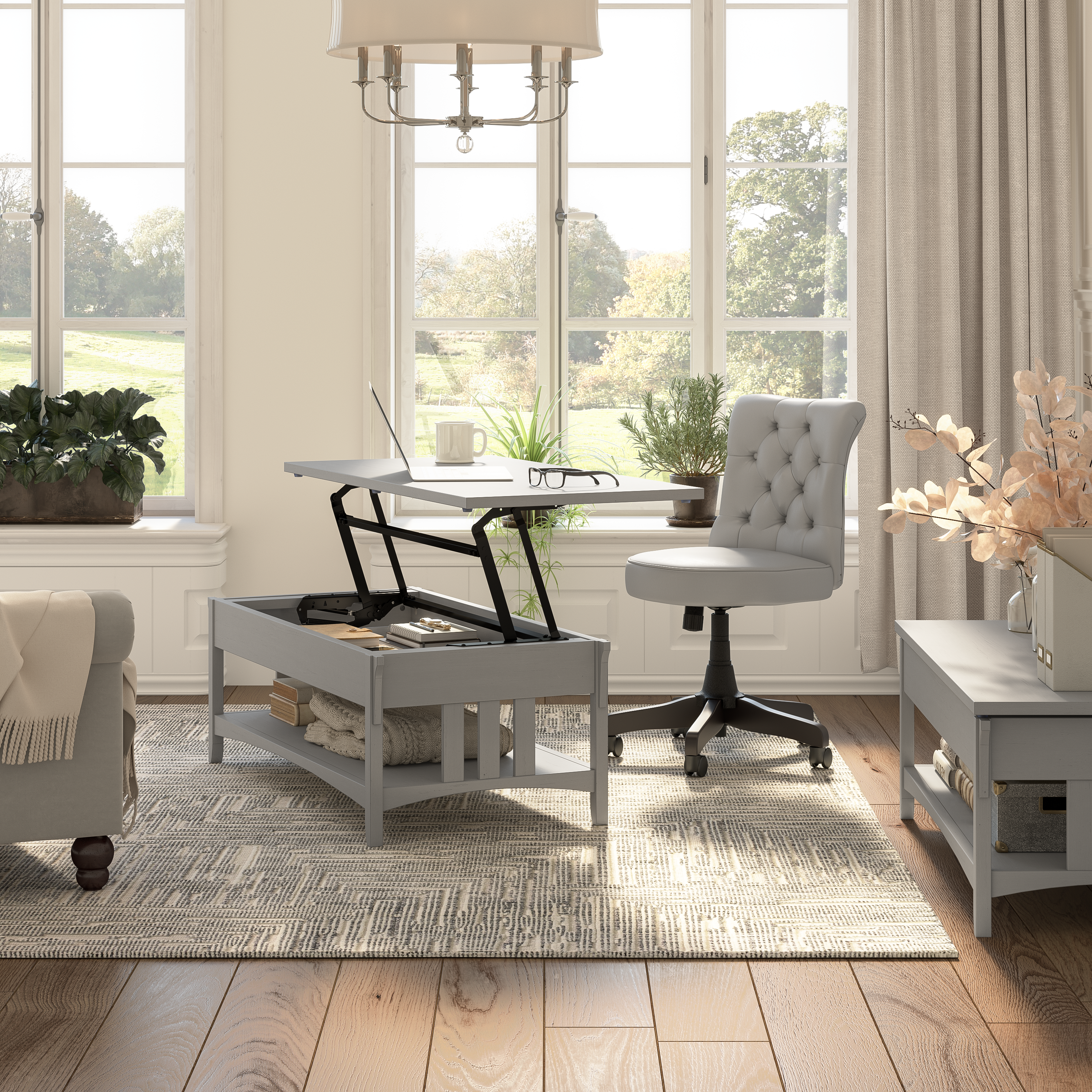 Shop Bush Furniture Salinas Lift Top Coffee Table Desk with Storage 07 SAT348CG-03 #color_cape cod gray