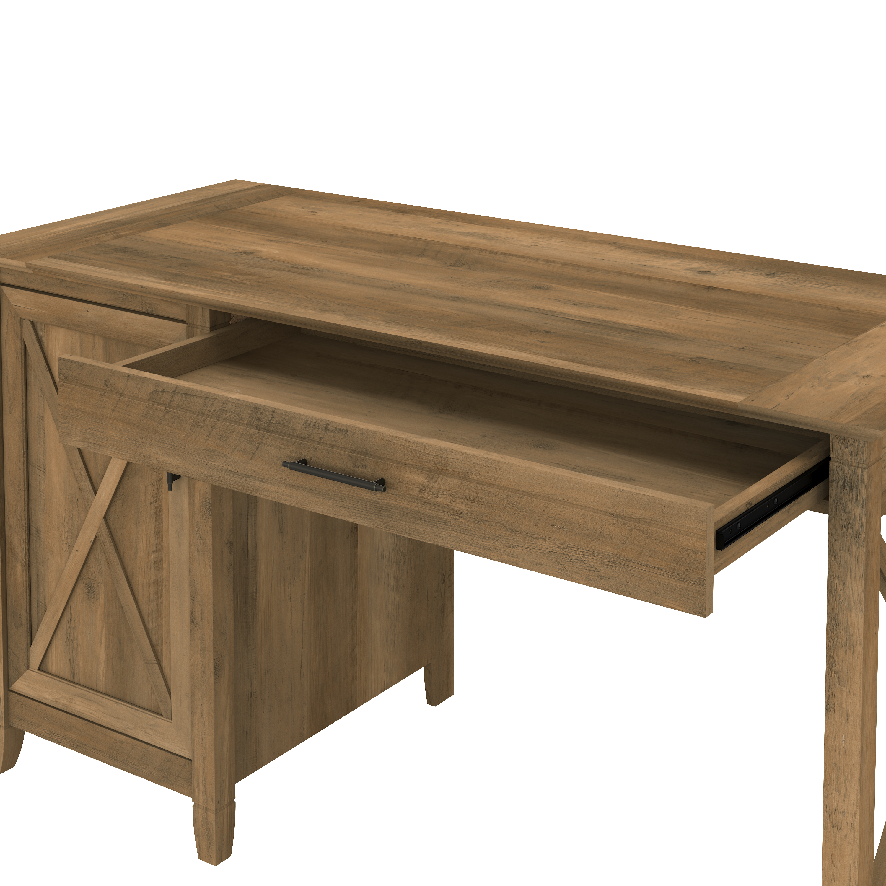 Shop Bush Furniture Key West 54W Computer Desk with Keyboard Tray and Storage 03 KWD154RCP-03 #color_reclaimed pine