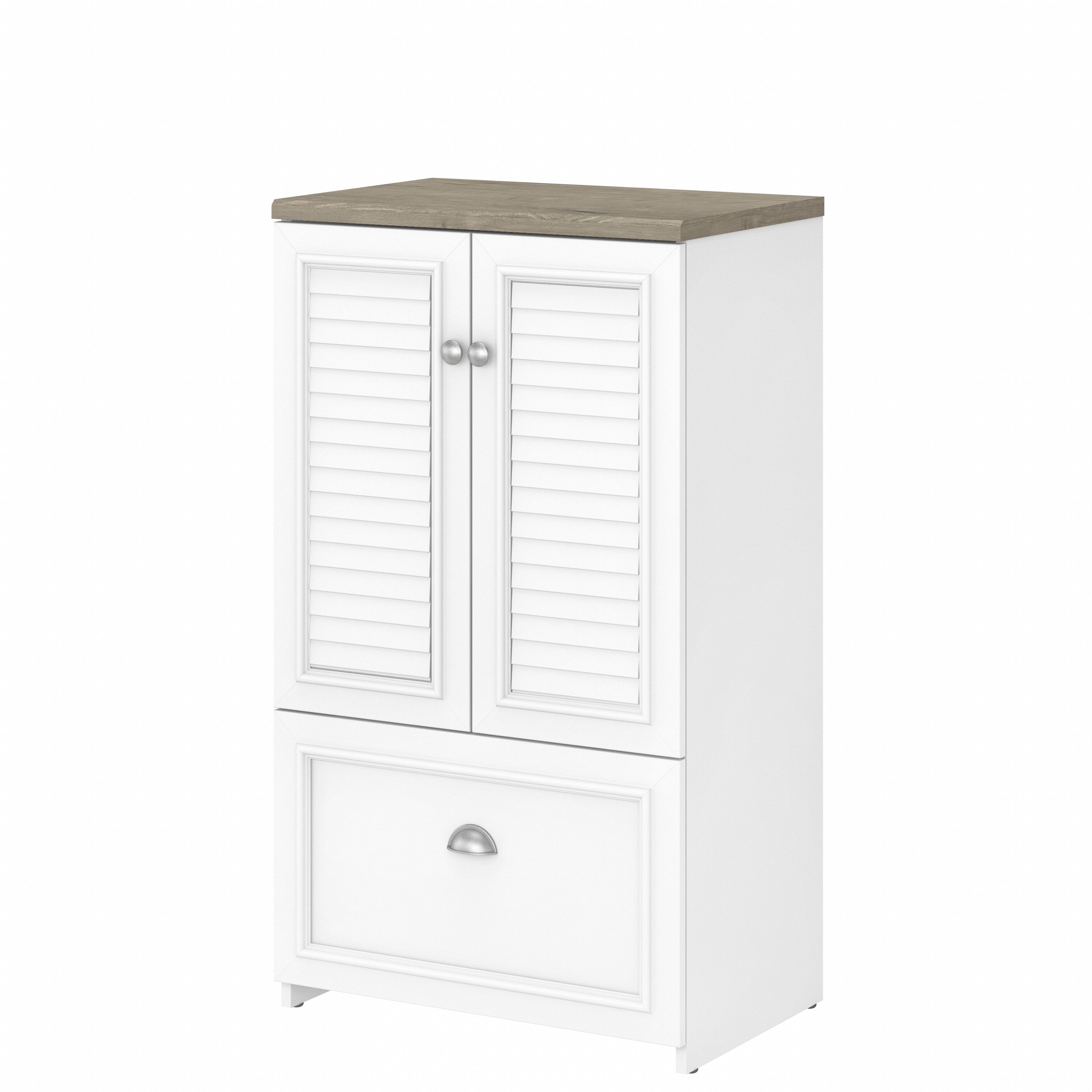 Shop Bush Furniture Fairview 2 Door Storage Cabinet with File Drawer 02 WC53680-03 #color_shiplap gray/pure white