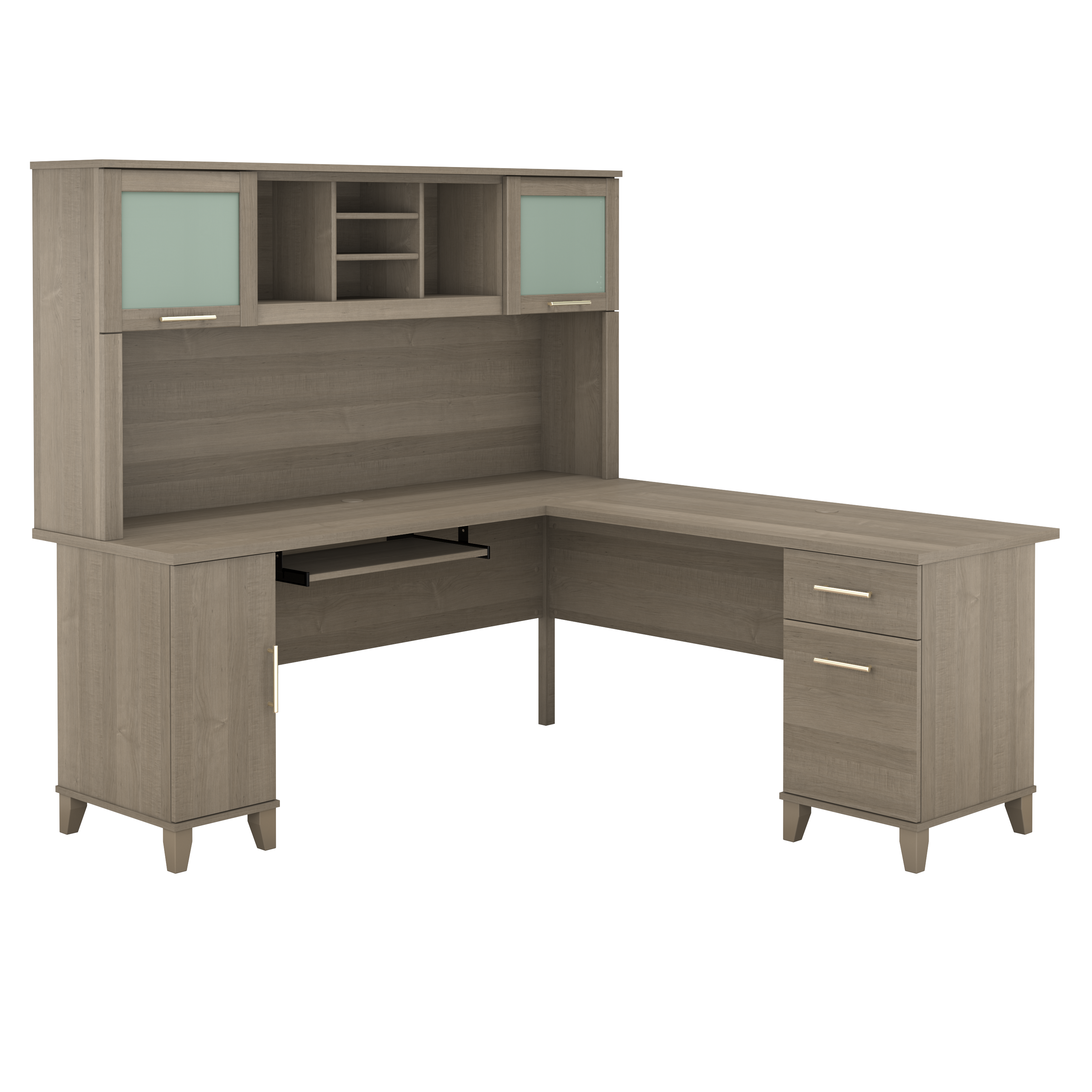 Shop Bush Furniture Somerset 72W L Shaped Desk with Hutch 02 SET001AG #color_ash gray