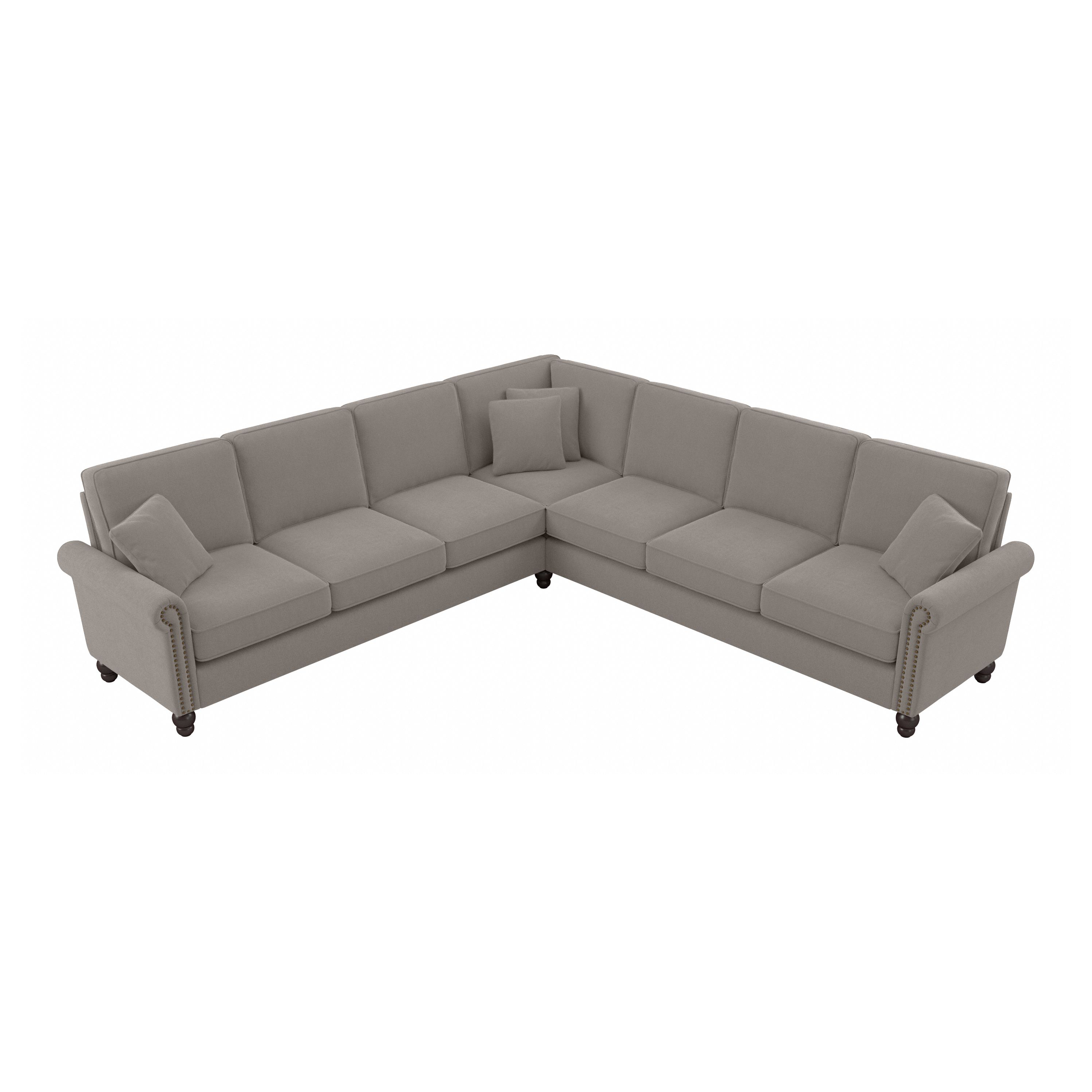 Shop Bush Furniture Coventry 111W L Shaped Sectional Couch 02 CVY110BBGH-03K #color_beige herringbone fabric