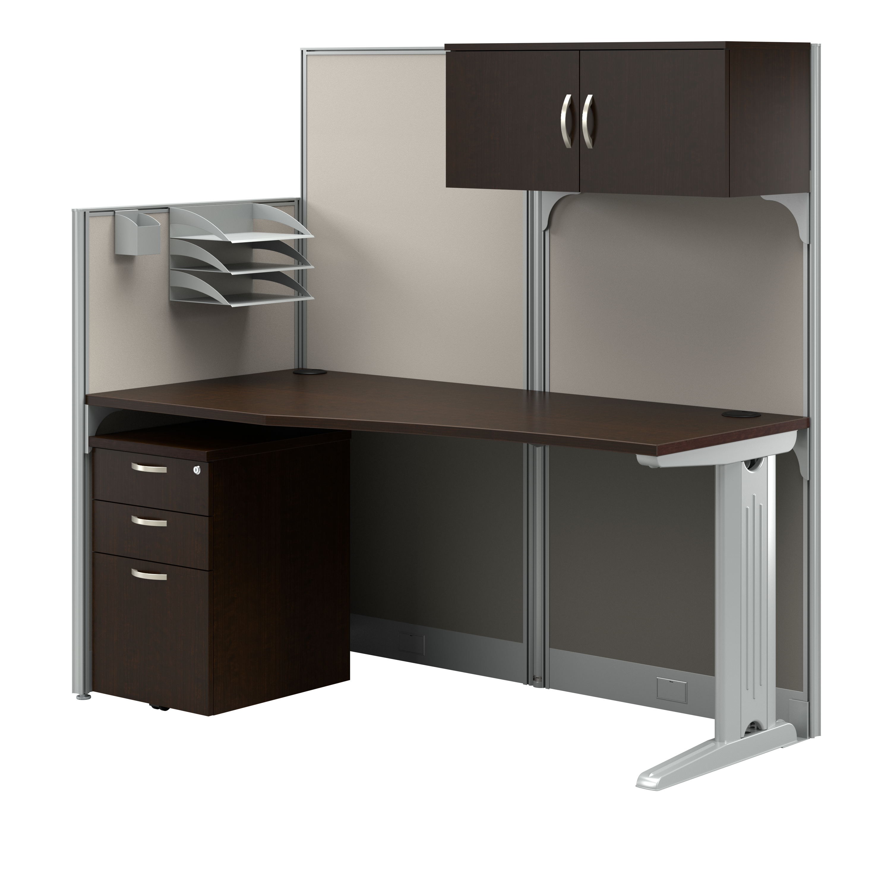 Shop Bush Business Furniture Office in an Hour 65W Straight Cubicle Desk with Storage, Drawers, and Organizers 02 WC36892-03STGK #color_mocha cherry