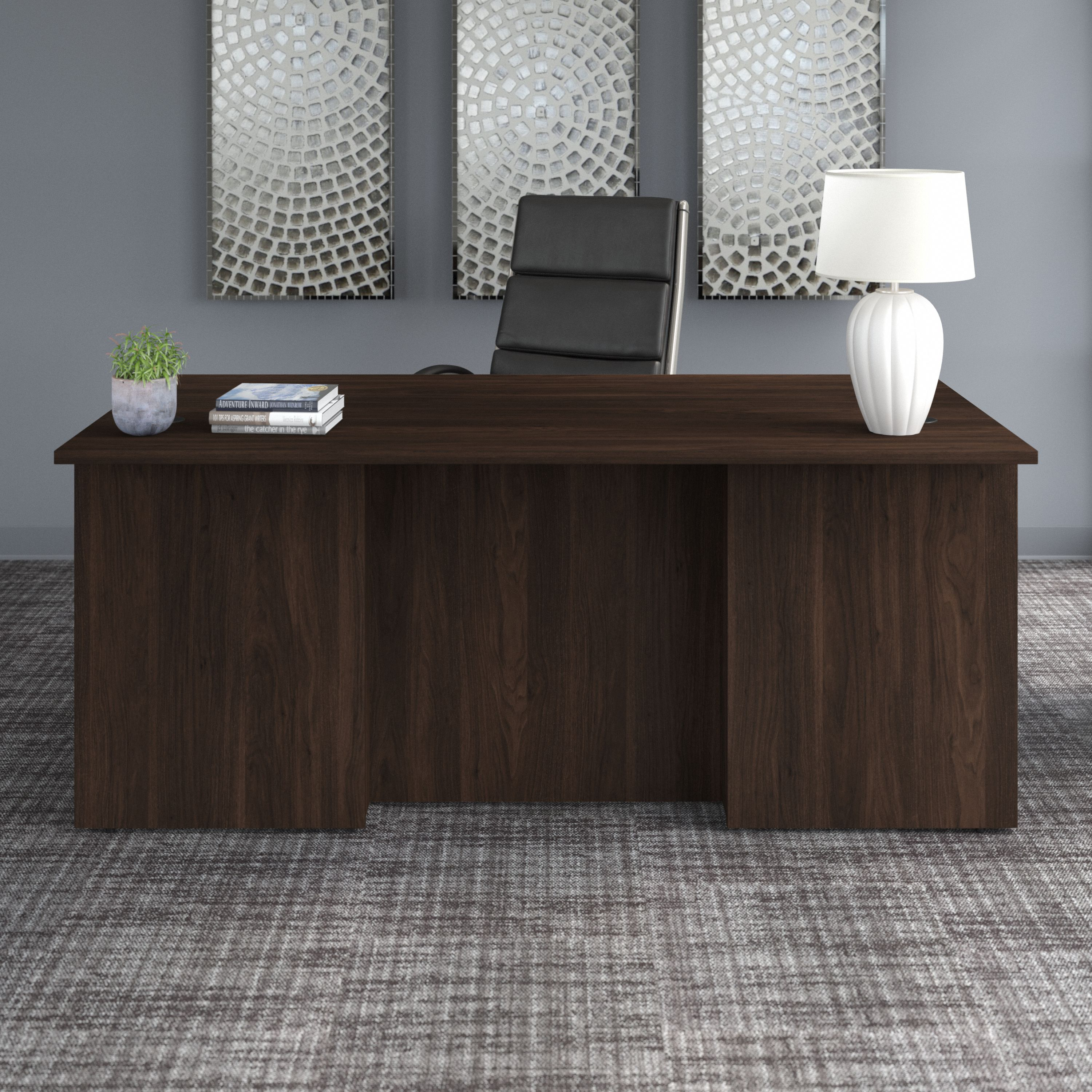 Shop Bush Business Furniture Office 500 72W x 36D Executive Desk 01 OFD172BWK #color_black walnut