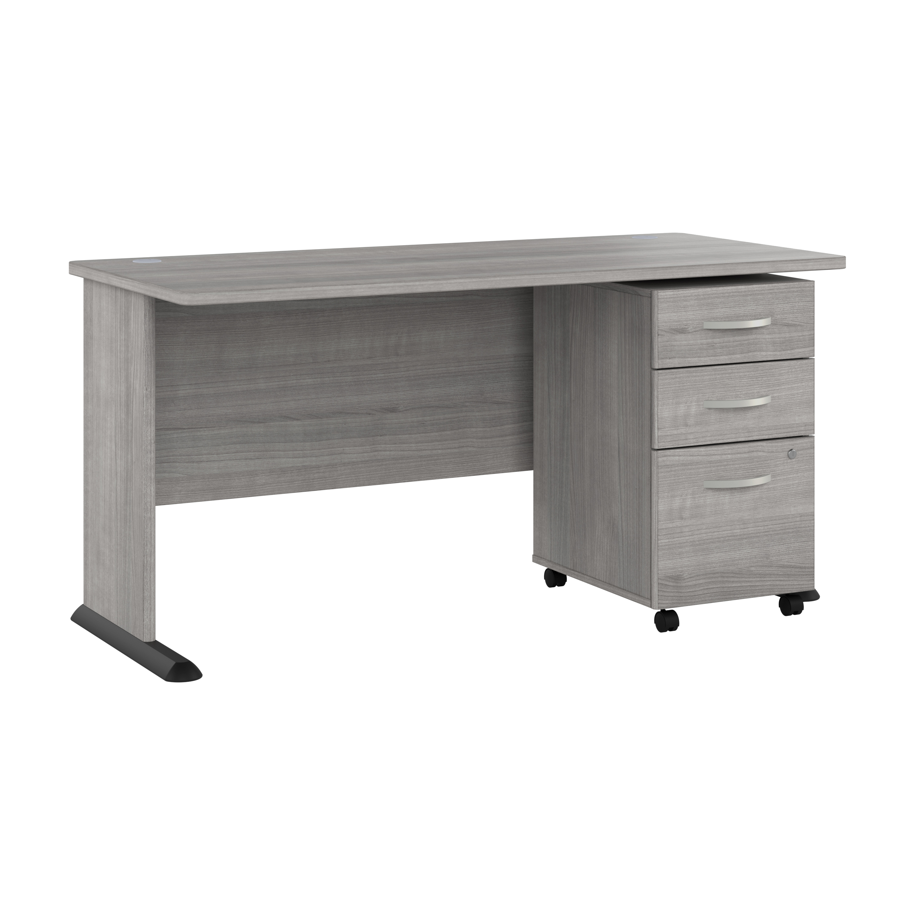 Shop Bush Business Furniture Studio A 60W Computer Desk with 3 Drawer Mobile File Cabinet 02 STA002PGSU #color_platinum gray