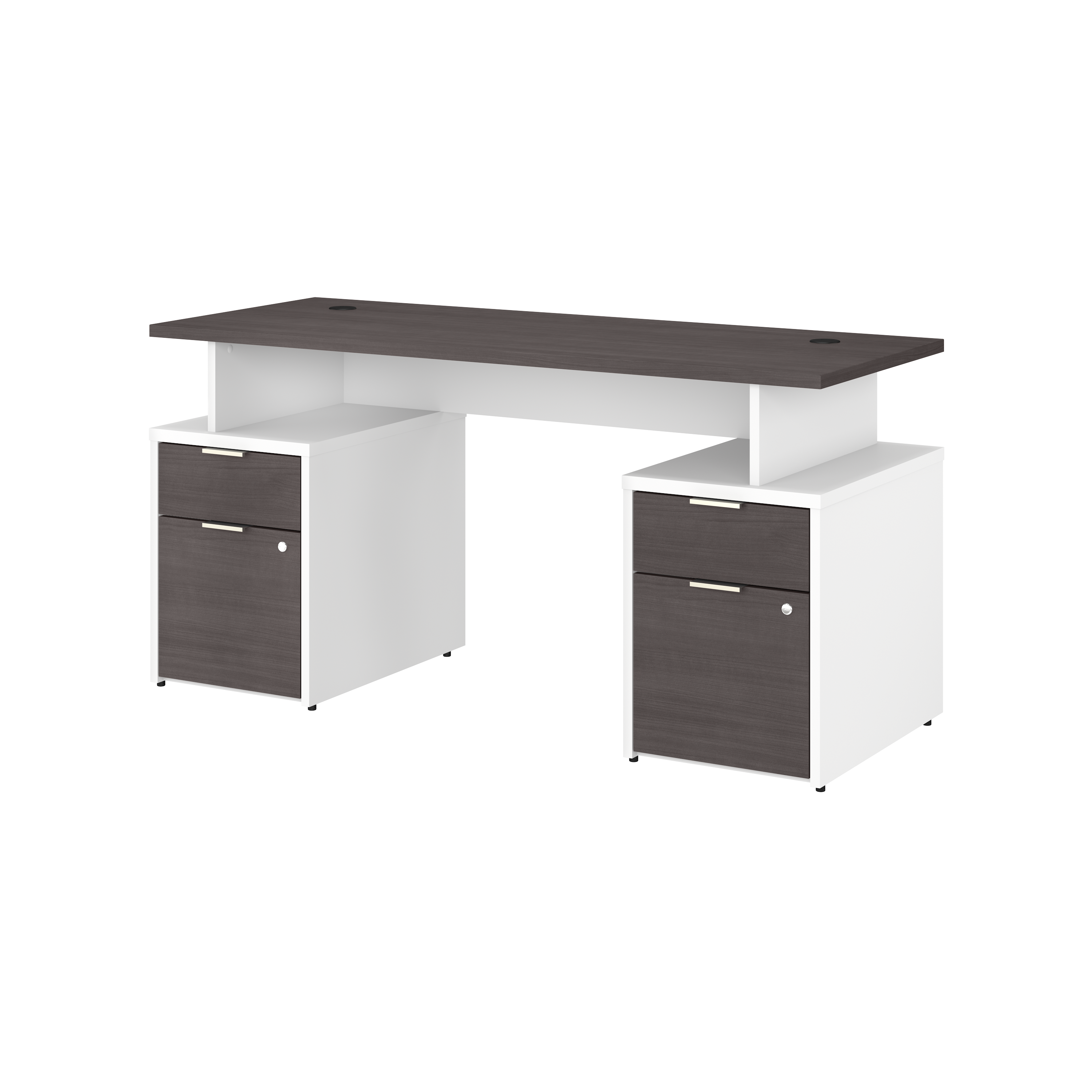Shop Bush Business Furniture Jamestown 60W Desk with 4 Drawers 02 JTN017SGWHSU #color_storm gray/white