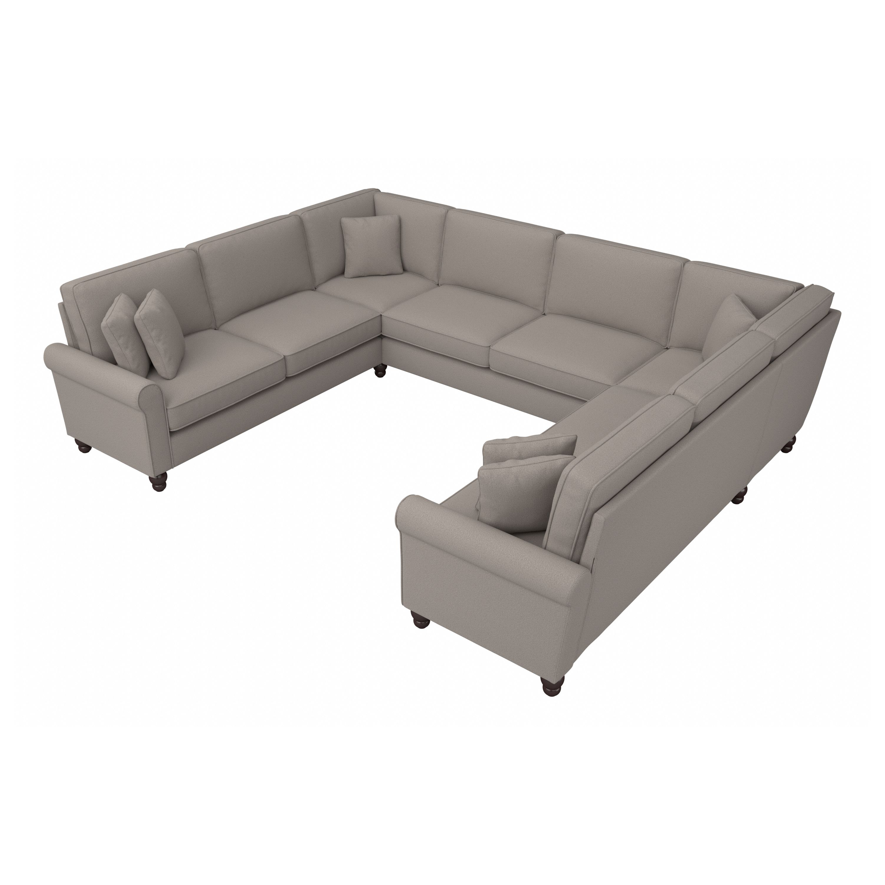 Shop Bush Furniture Hudson 125W U Shaped Sectional Couch 02 HDY123BBGH-03K #color_beige herringbone fabric