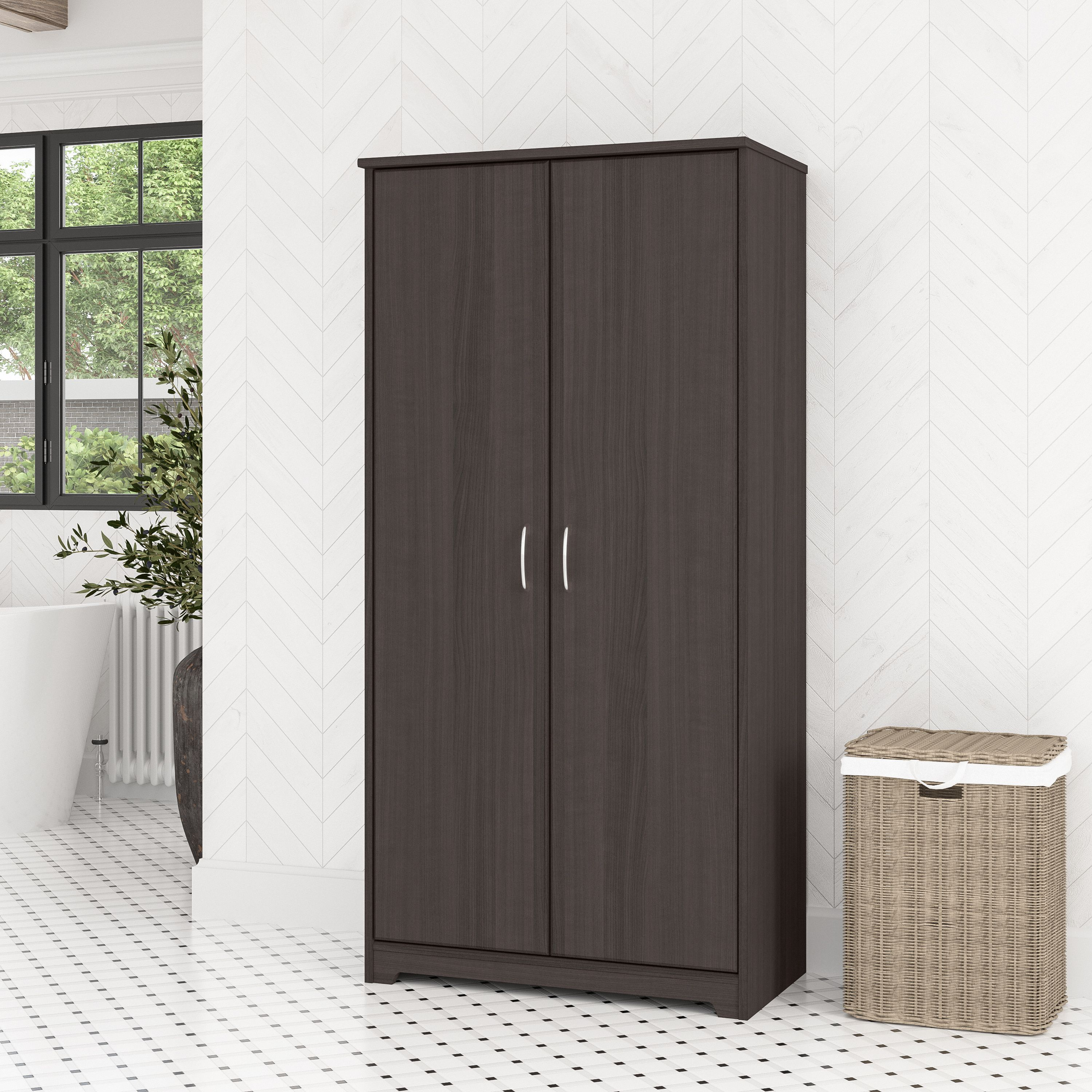 Shop Bush Furniture Cabot Tall Bathroom Storage Cabinet with Doors 01 WC31799-Z1 #color_heather gray