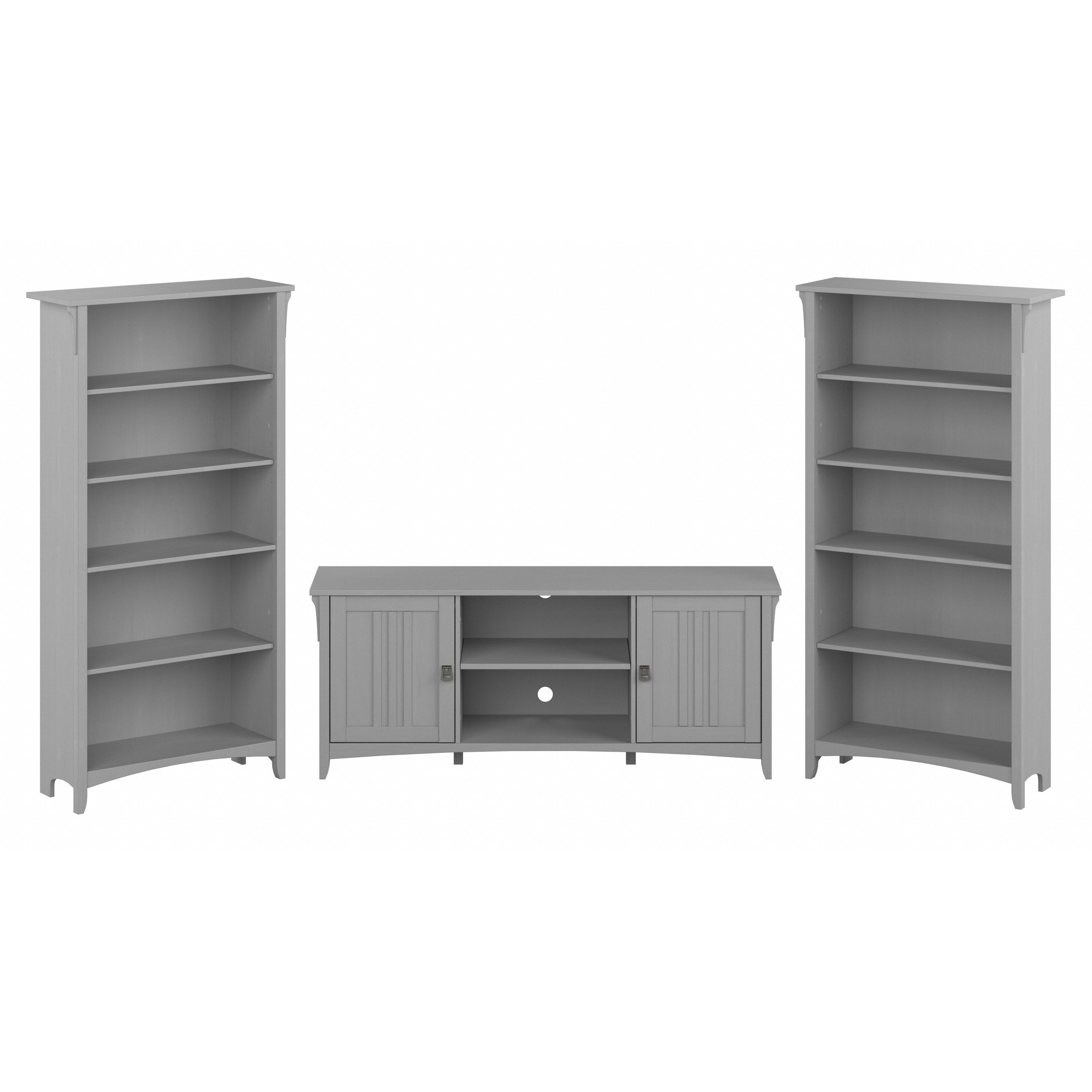 Shop Bush Furniture Salinas TV Stand for 70 Inch TV with 5 Shelf Bookcases 02 SAL058CG #color_cape cod gray