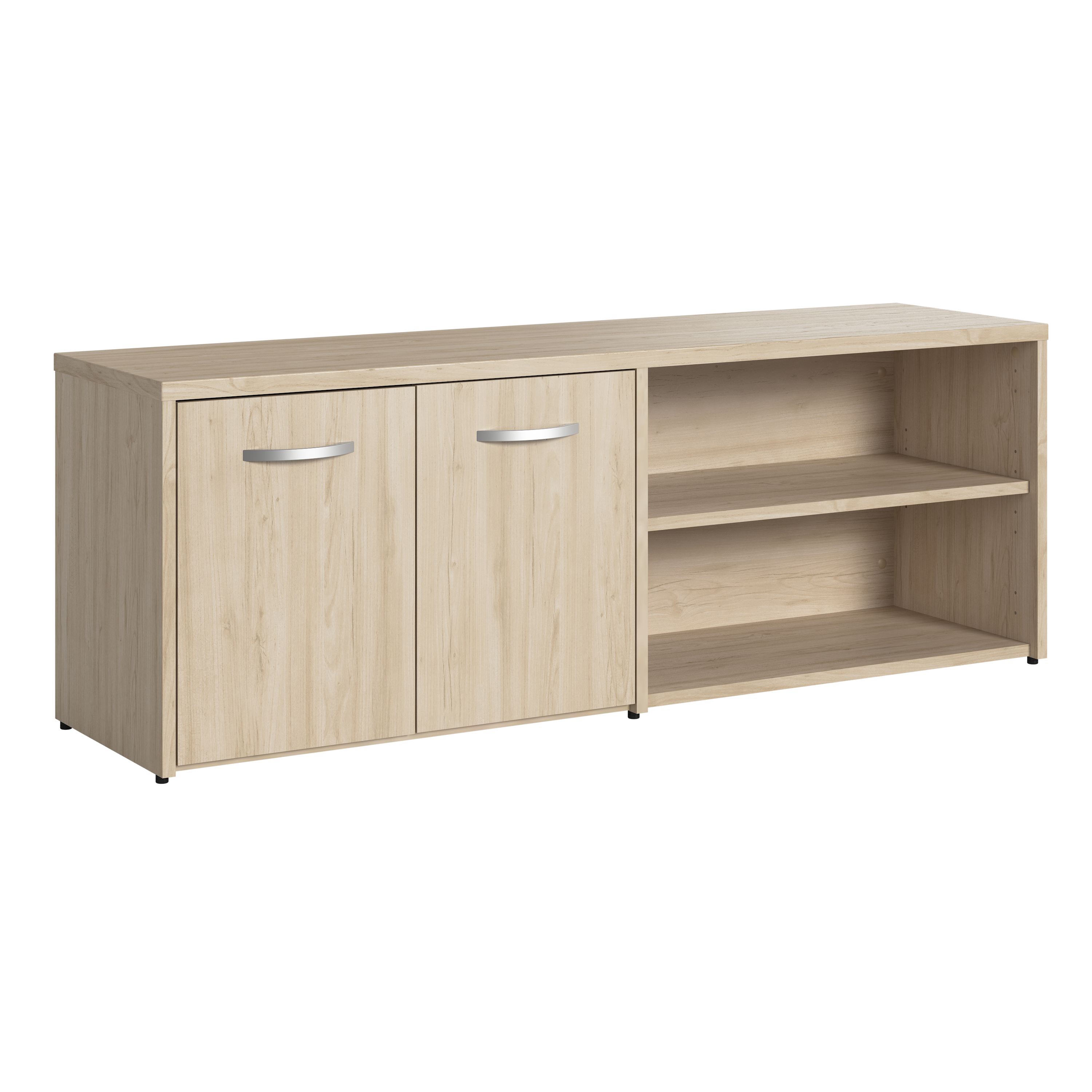 Shop Bush Business Furniture Studio C Low Storage Cabinet with Doors and Shelves 02 SCS160NE #color_natural elm
