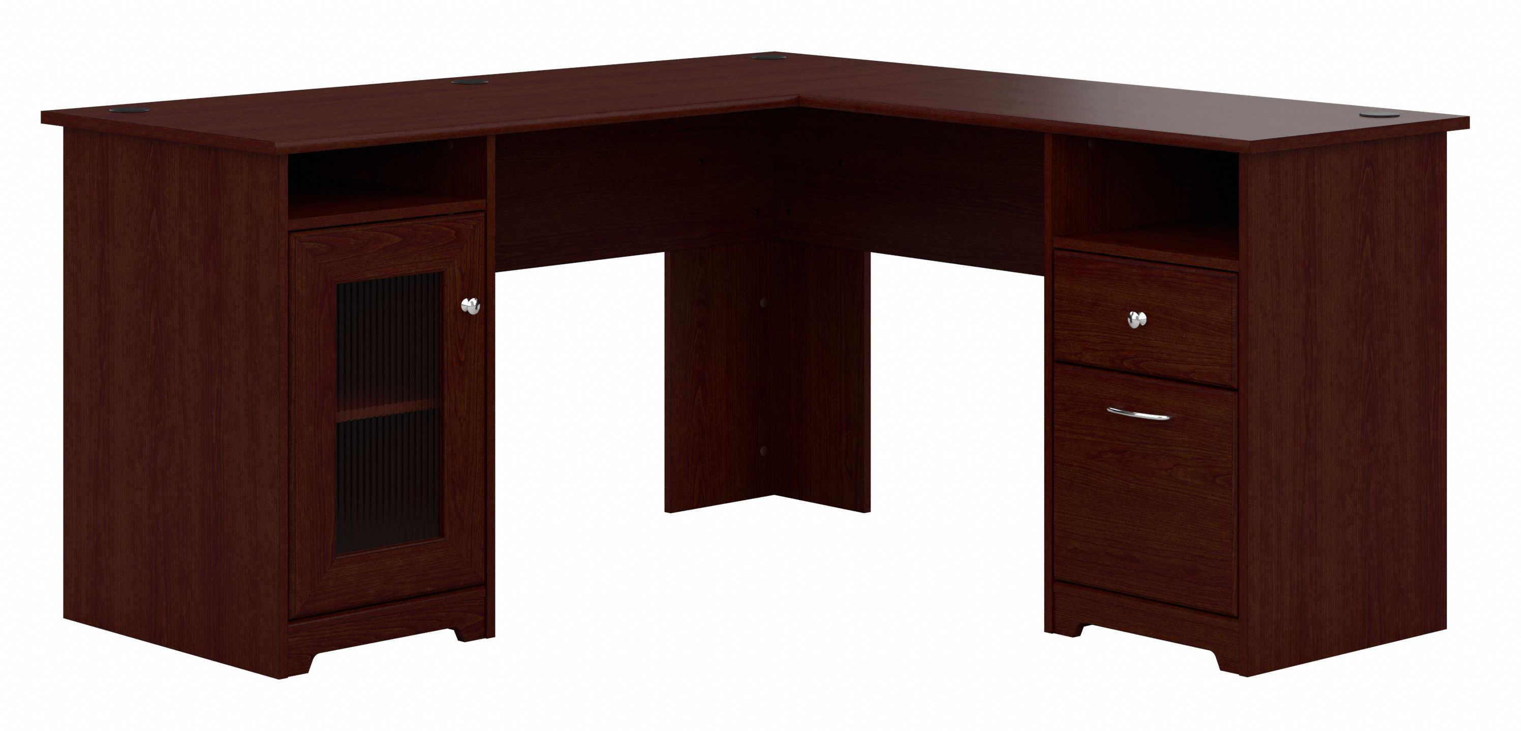 Shop Bush Furniture Cabot 60W L Shaped Computer Desk with Storage 02 WC31430K #color_harvest cherry