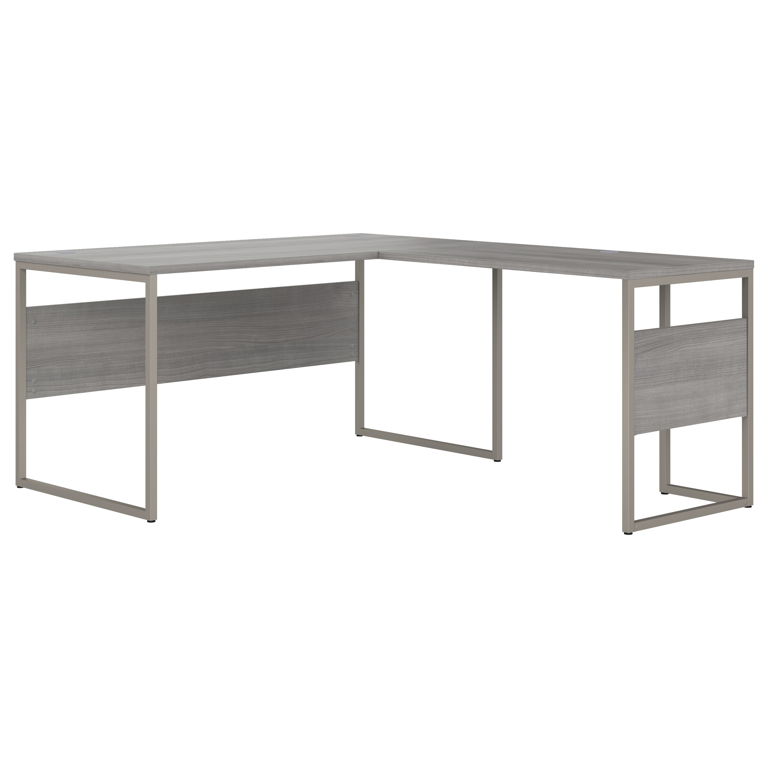 Shop Bush Business Furniture Hybrid 60W x 30D L Shaped Table Desk with Metal Legs 02 HYB027PG #color_platinum gray