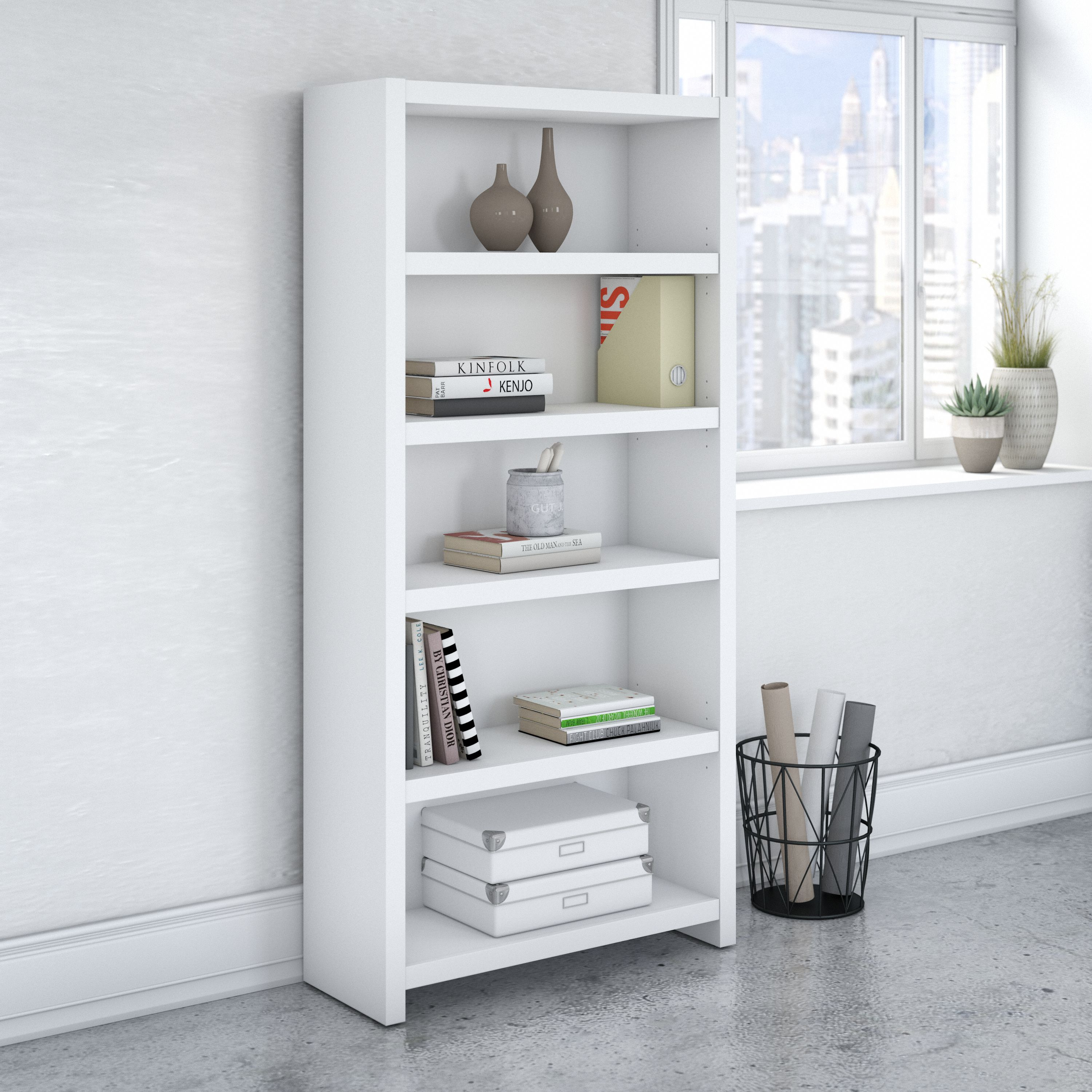 Shop Bush Business Furniture Echo 5 Shelf Bookcase 01 KI60104-03 #color_pure white