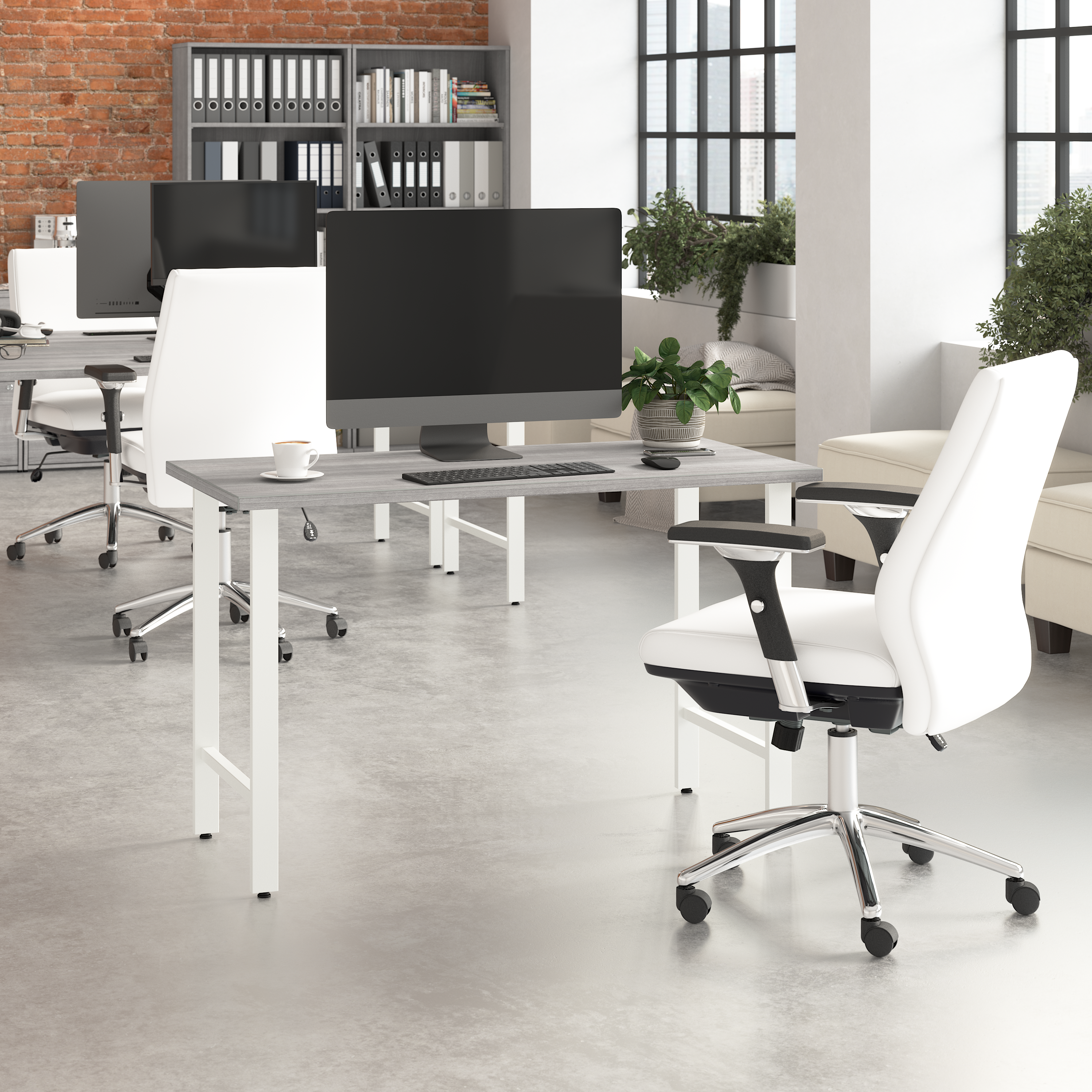 Shop Bush Business Furniture Hustle 48W x 24D Computer Desk with Metal Legs 01 HUD148PG #color_platinum gray