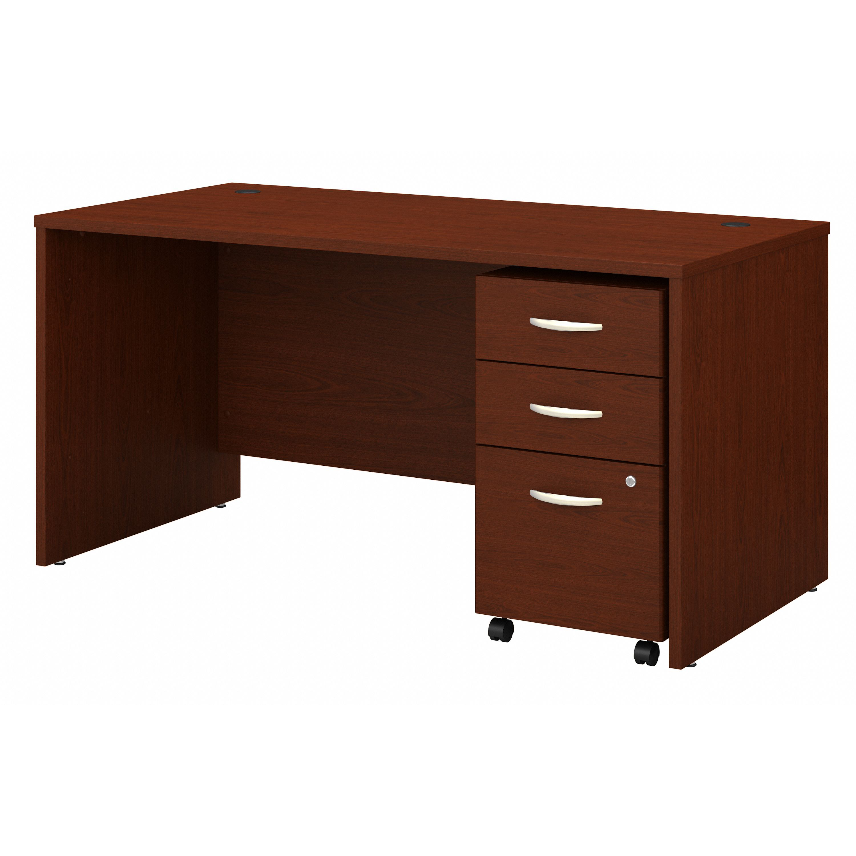 Shop Bush Business Furniture Series C 60W x 30D Office Desk with 3 Drawer Mobile File Cabinet 02 SRC144MASU #color_mahogany