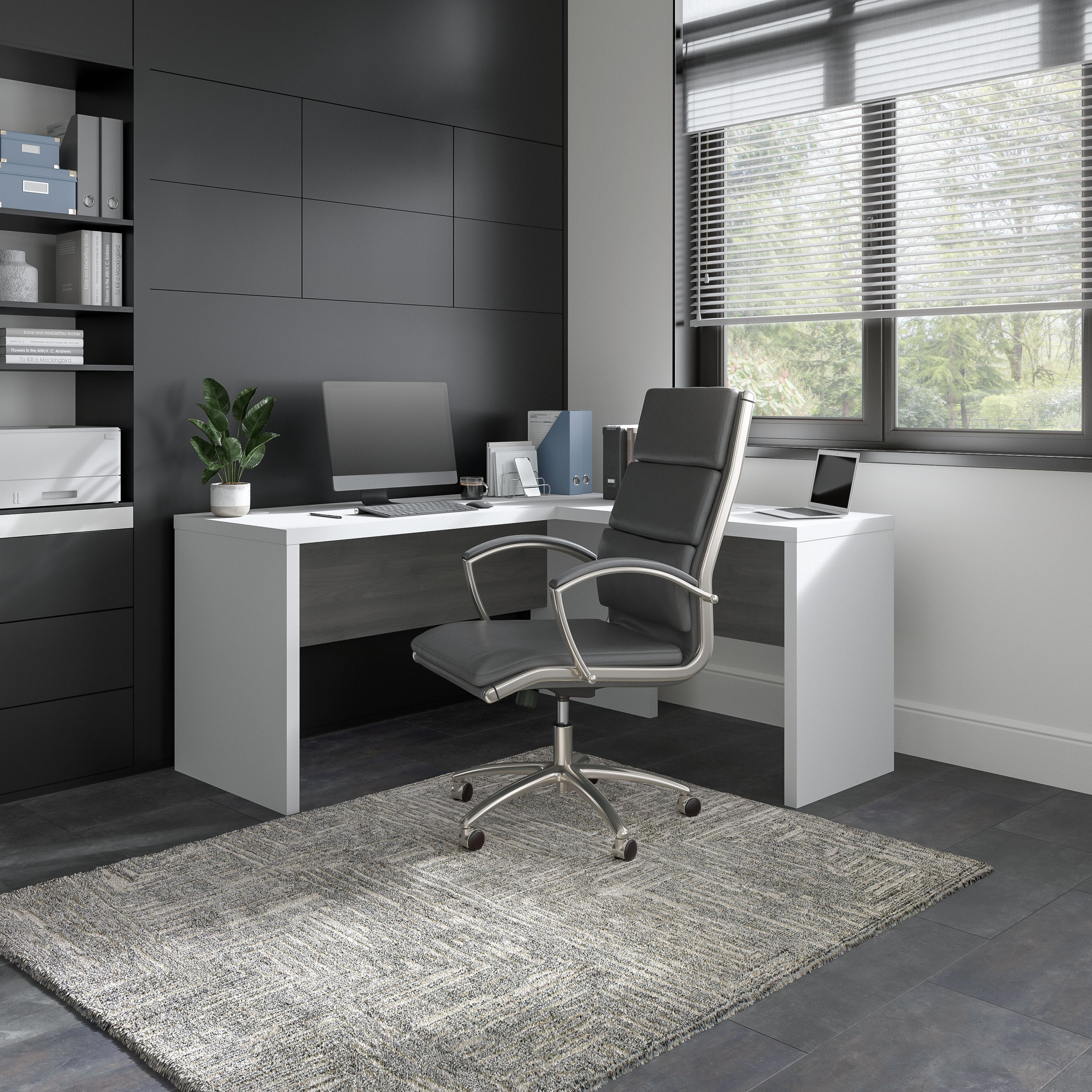 Shop Bush Business Furniture Echo L Shaped Desk 01 ECH026WHMG #color_pure white/modern gray