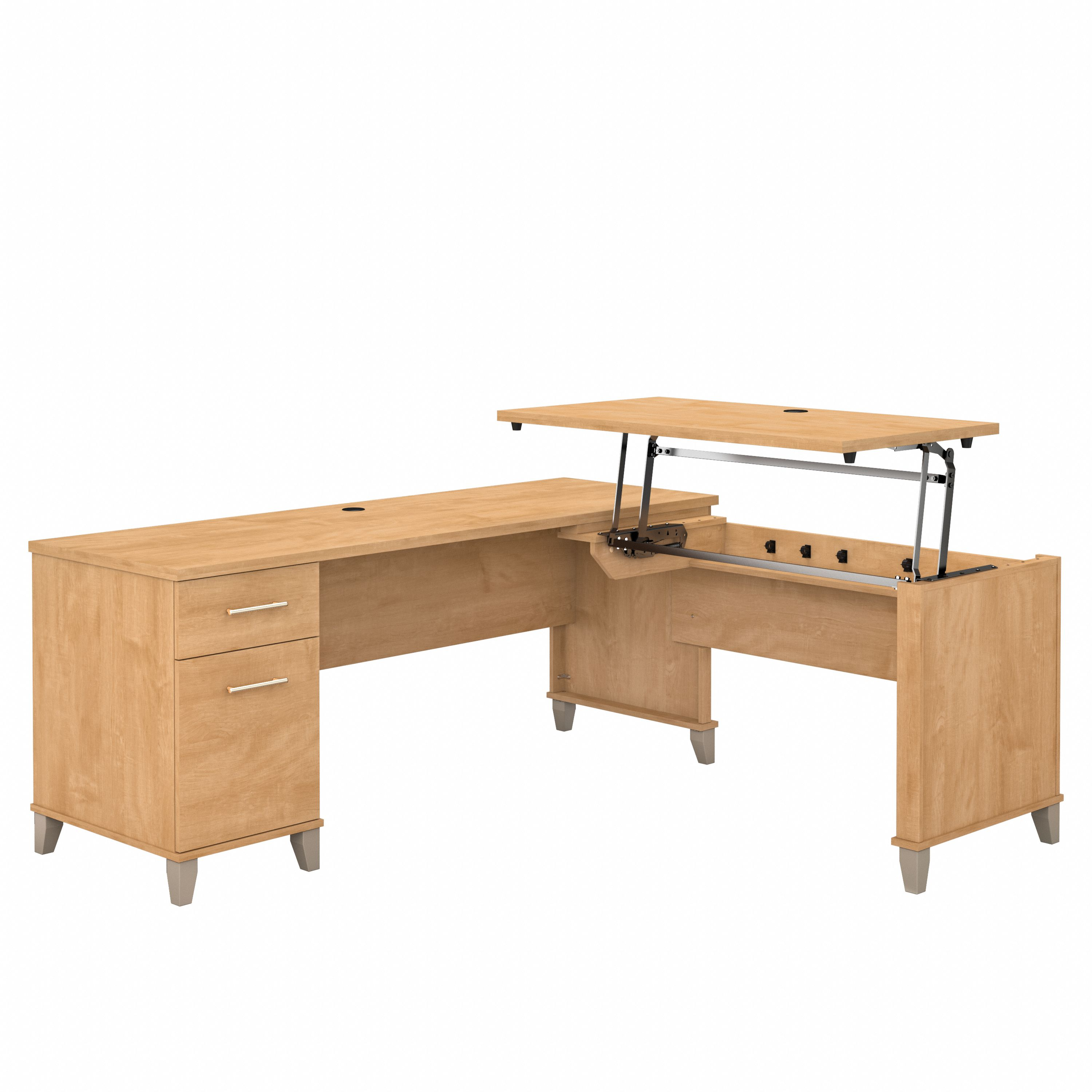 Shop Bush Furniture Somerset 72W 3 Position Sit to Stand L Shaped Desk 02 SET014MC #color_maple cross