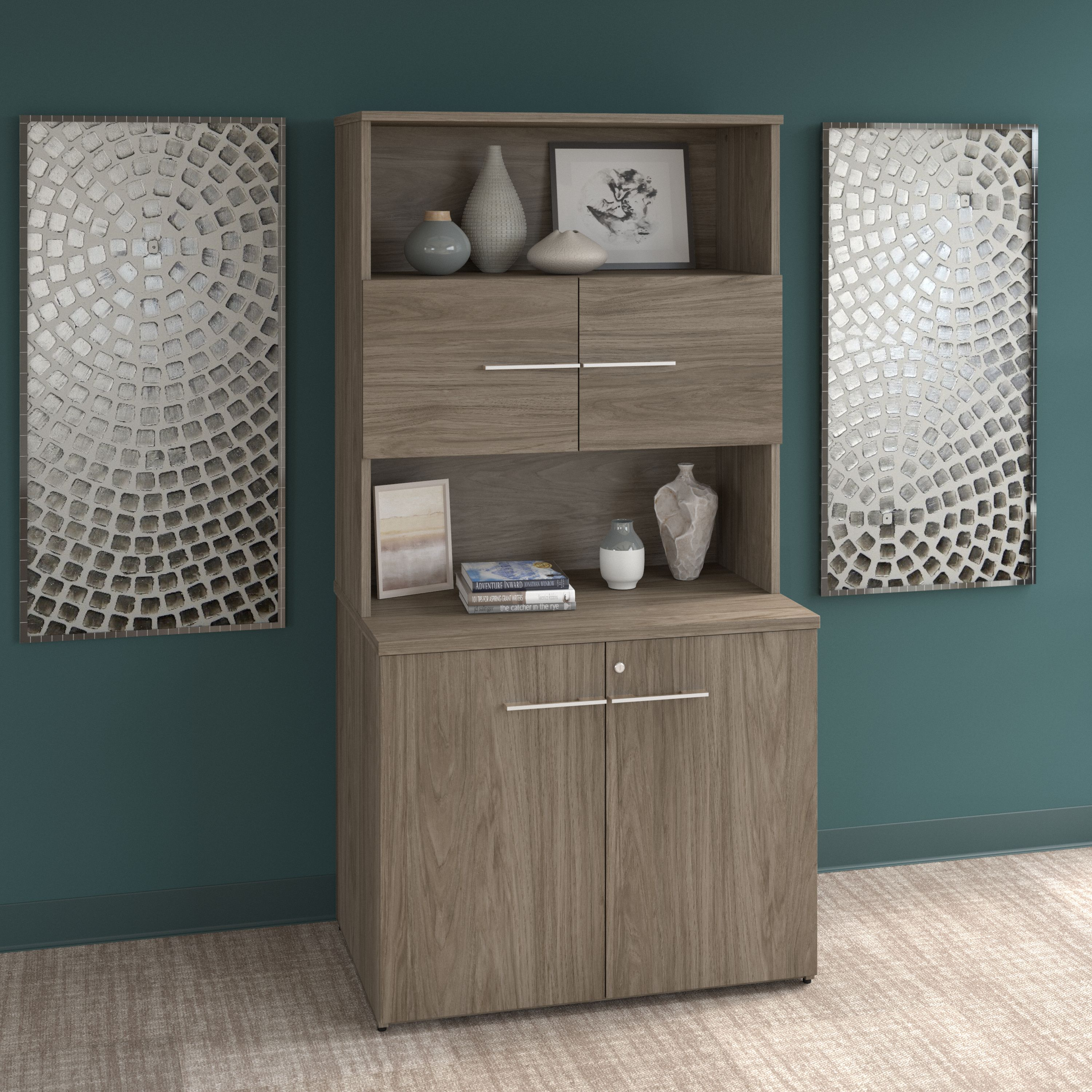 Shop Bush Business Furniture Office 500 36W Tall Storage Cabinet with Doors and Shelves 01 OF5008MHSU #color_modern hickory