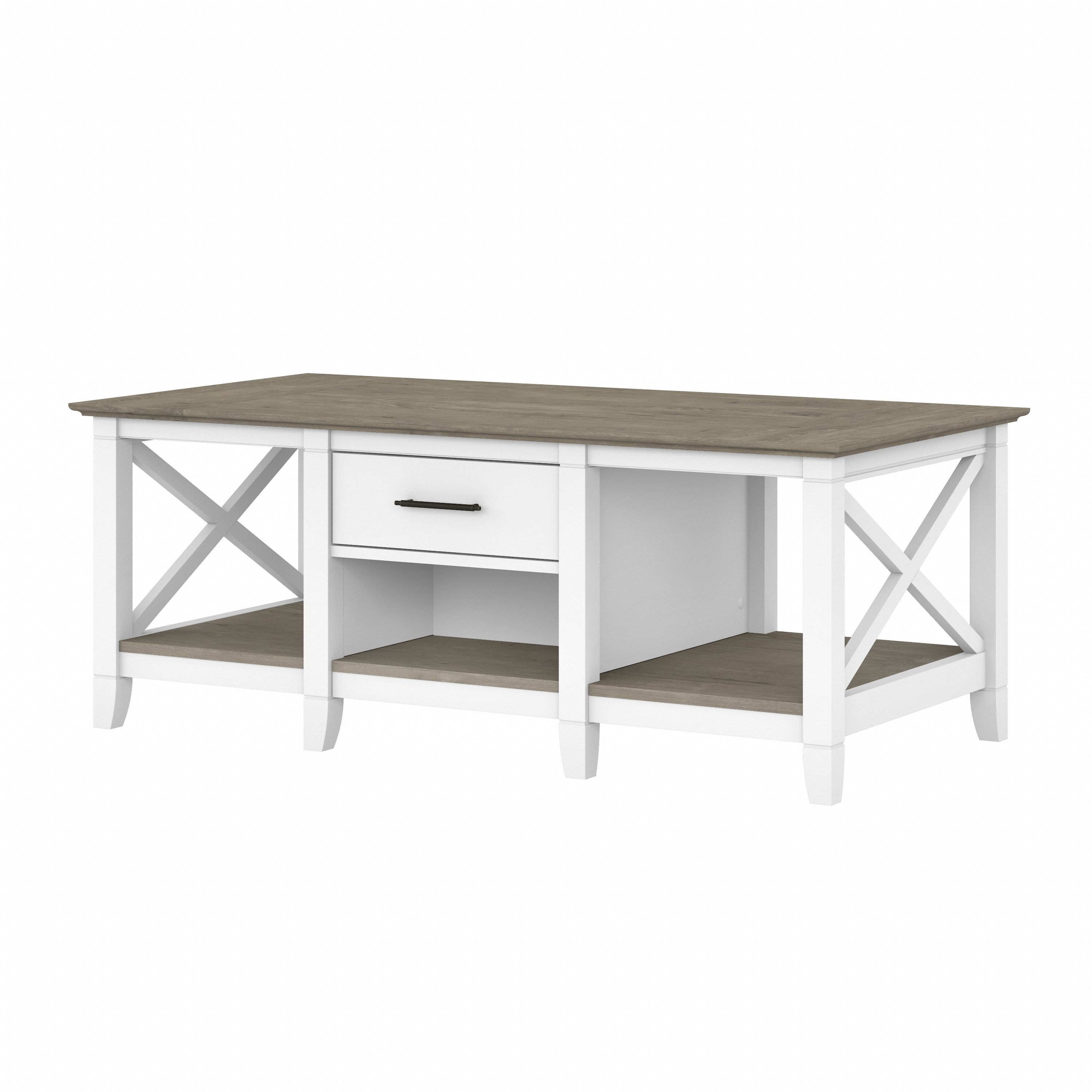 Shop Bush Furniture Key West Coffee Table with Storage 02 KWT148G2W-03 #color_shiplap gray/pure white