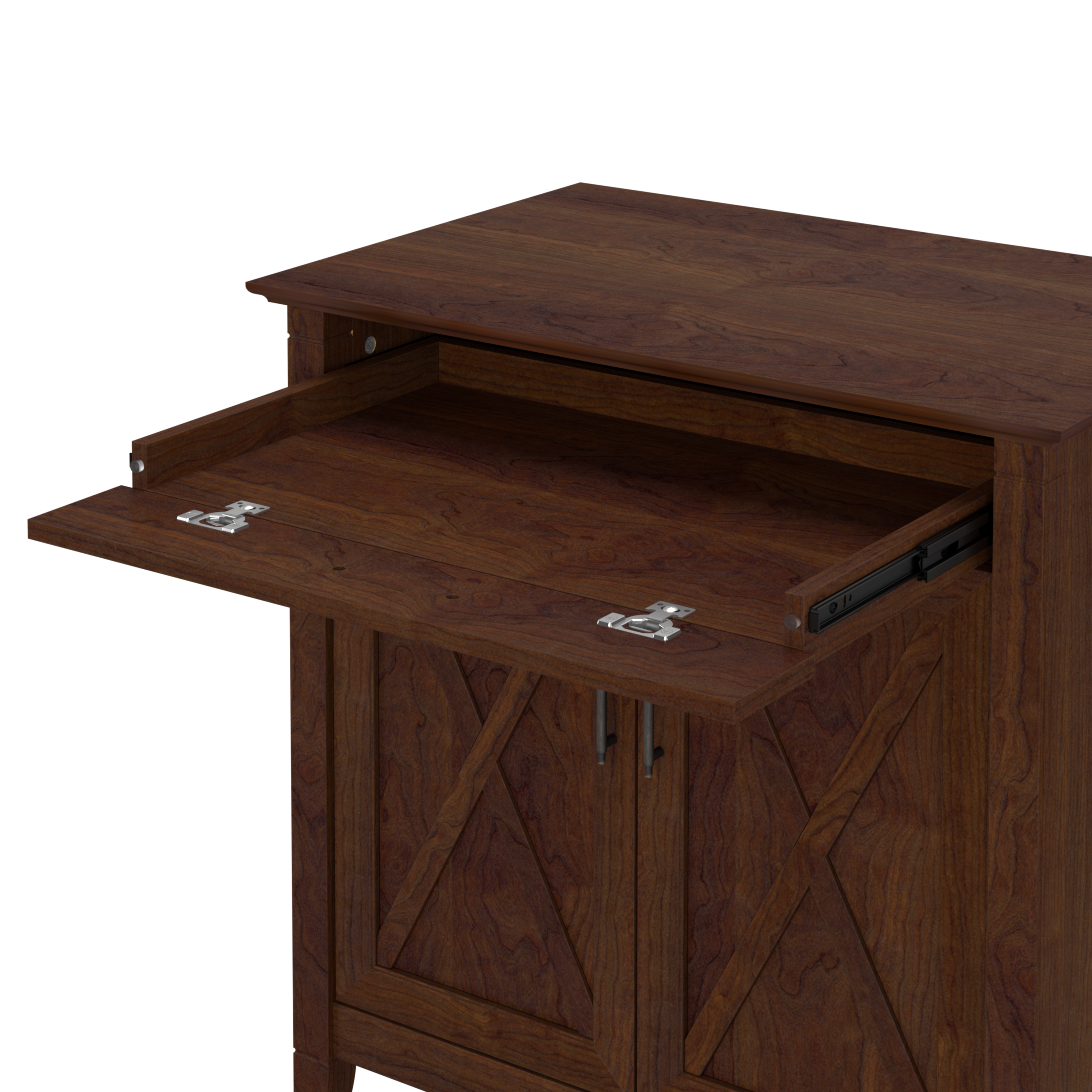 Shop Bush Furniture Key West Secretary Desk with Storage and 5 Shelf Bookcase 04 KWS012BC #color_bing cherry
