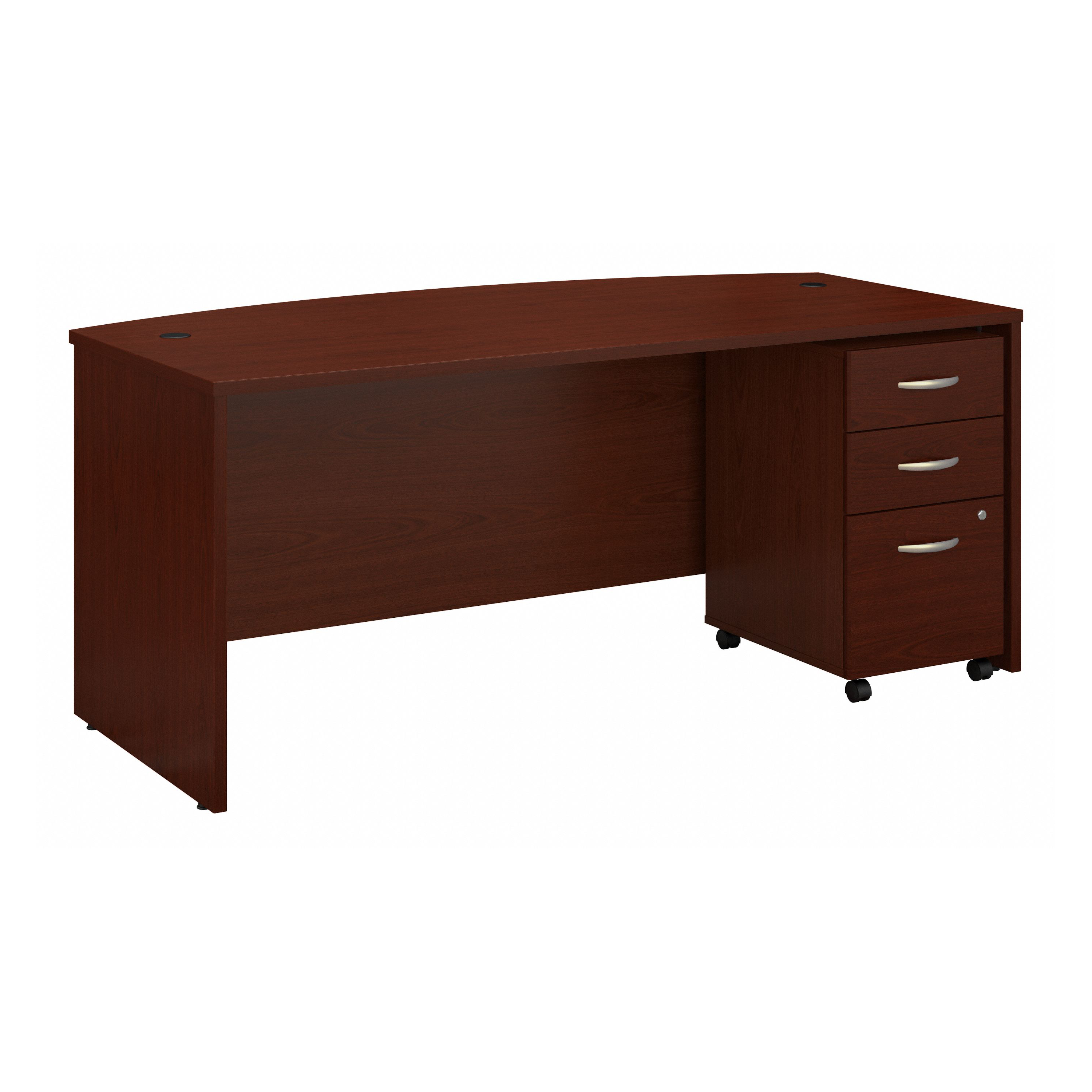 Shop Bush Business Furniture Series C 72W x 36D Bow Front Desk with Mobile File Cabinet 02 SRC079MASU #color_mahogany