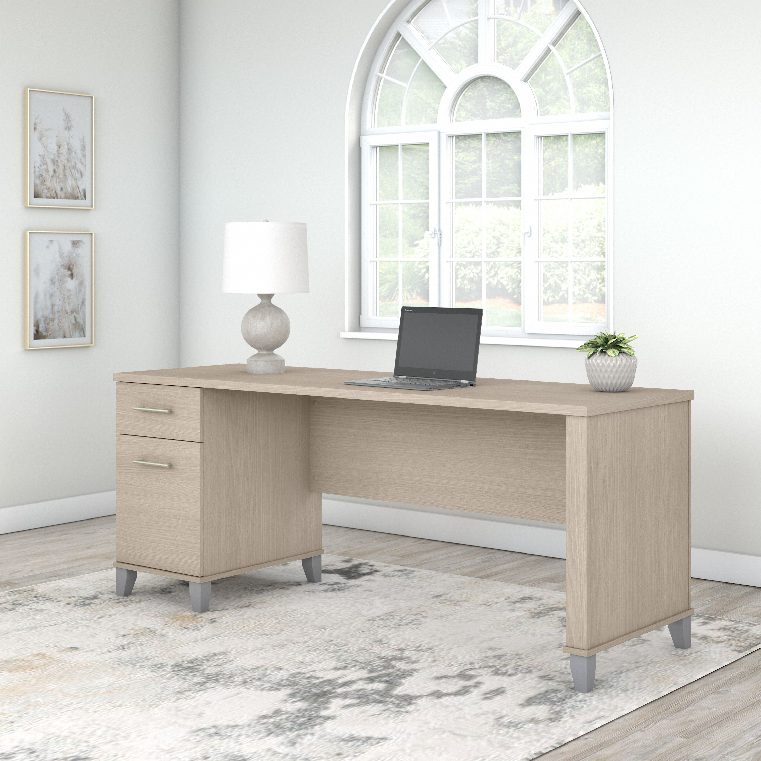 Shop Bush Furniture Somerset 72W Office Desk with Drawers 01 WC81172 #color_sand oak