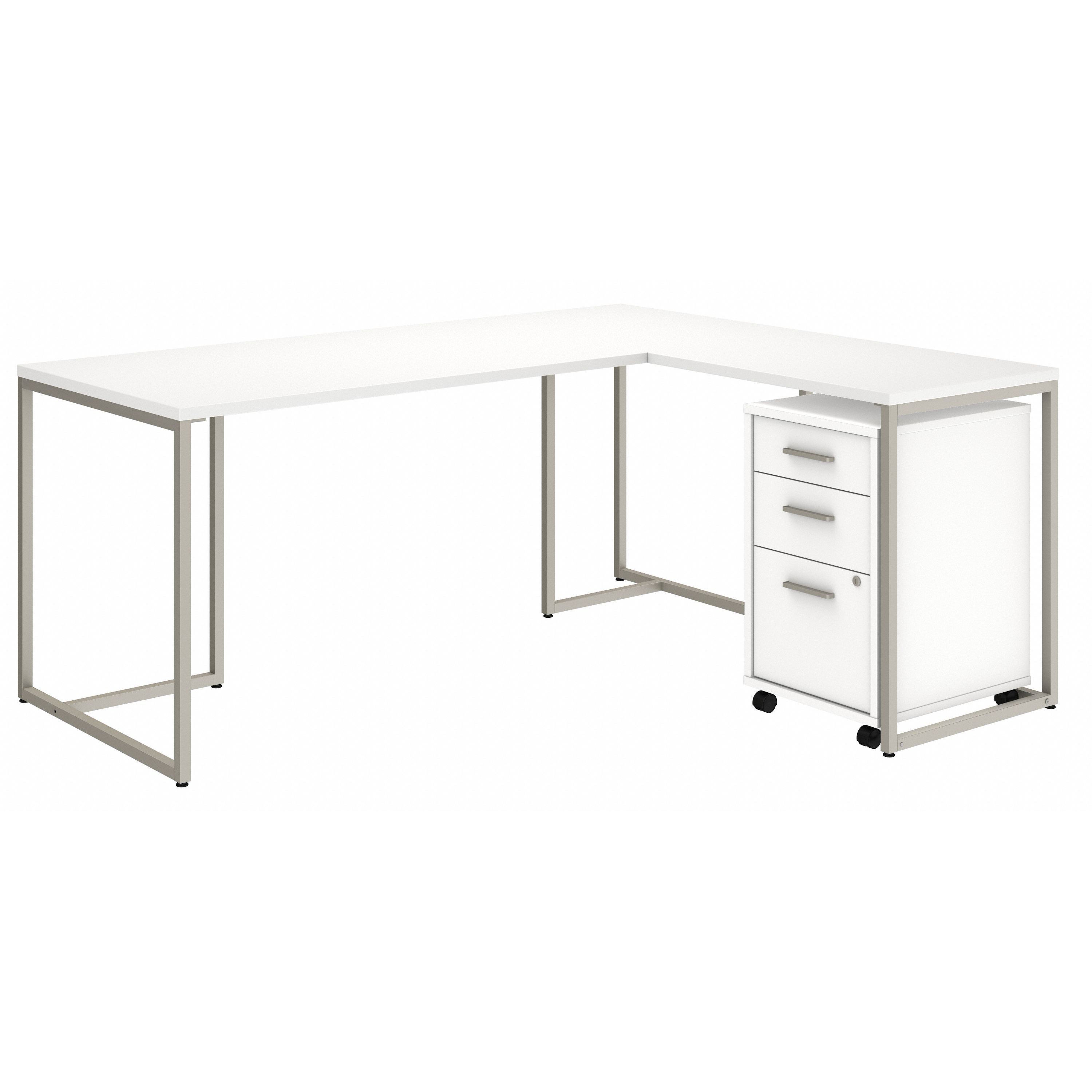 Shop Bush Business Furniture Method 72W L Shaped Desk with 30W Return and Mobile File Cabinet 02 MTH018WHSU #color_white