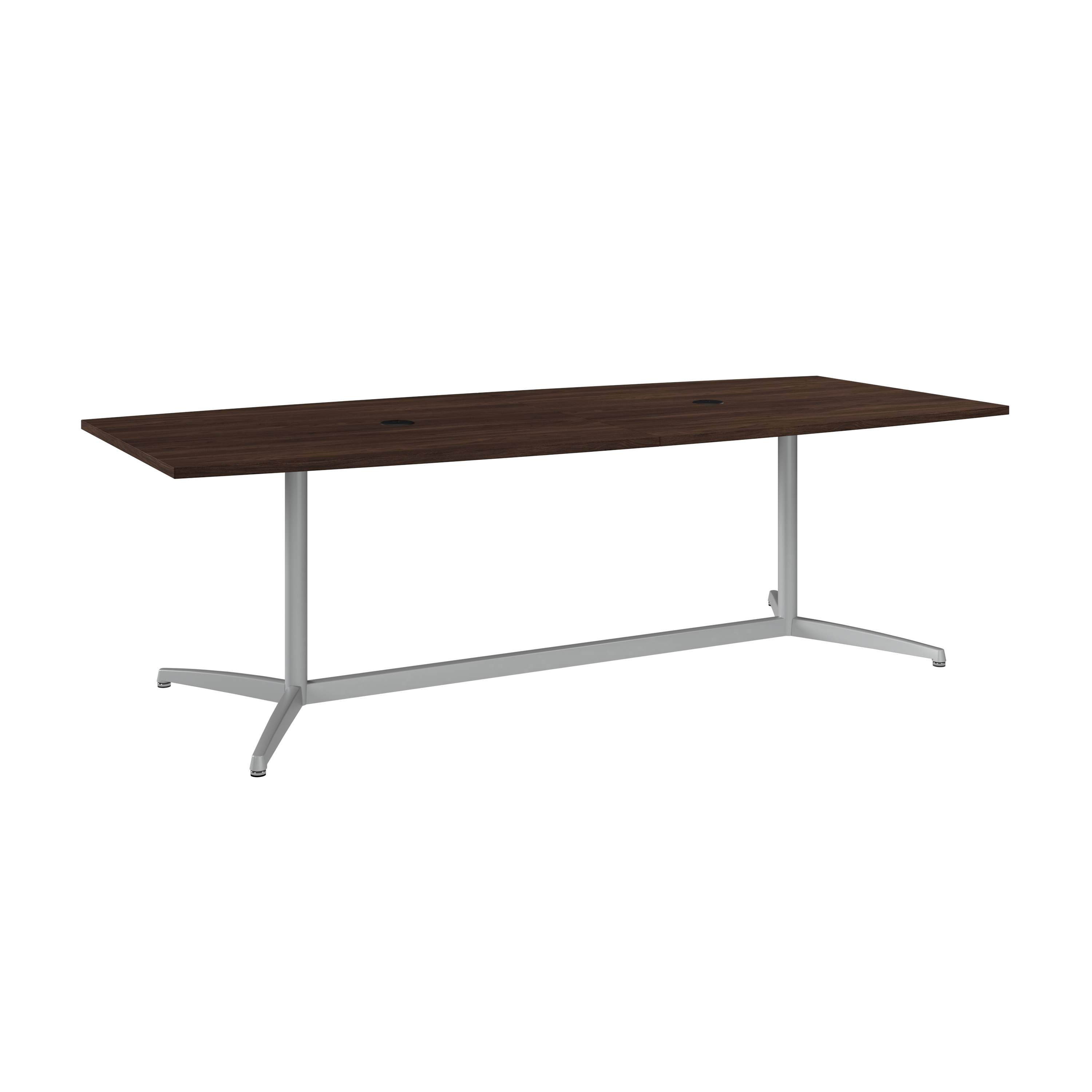 Shop Bush Business Furniture 96W x 42D Boat Shaped Conference Table with Metal Base 02 99TBM96BWSVK #color_black walnut