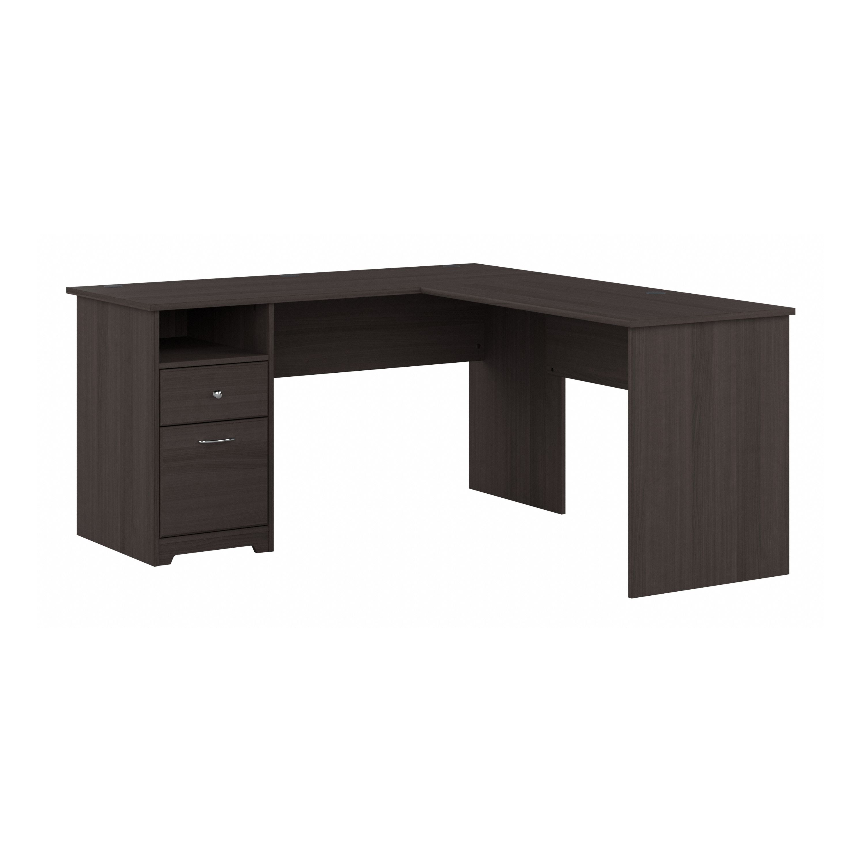 Shop Bush Furniture Cabot 60W L Shaped Computer Desk with Drawers 02 CAB044HRG #color_heather gray