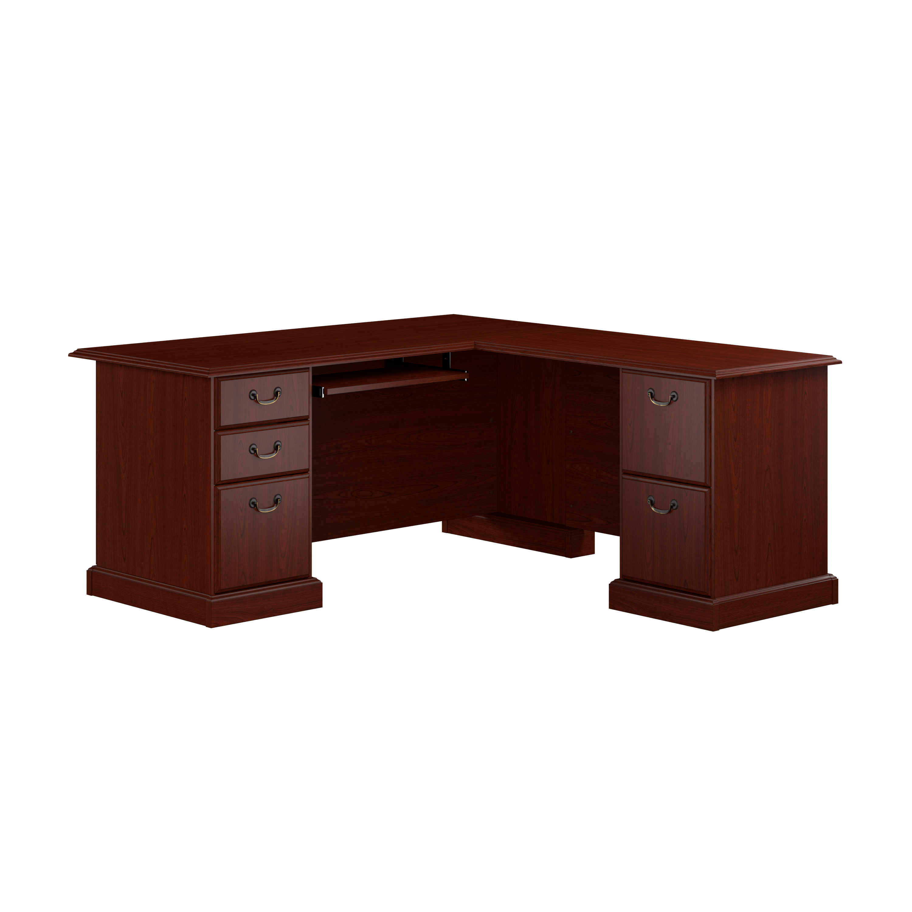 Shop Bush Business Furniture Arlington L Shaped Desk with Drawers and Keyboard Tray 02 WC65570-03K #color_harvest cherry