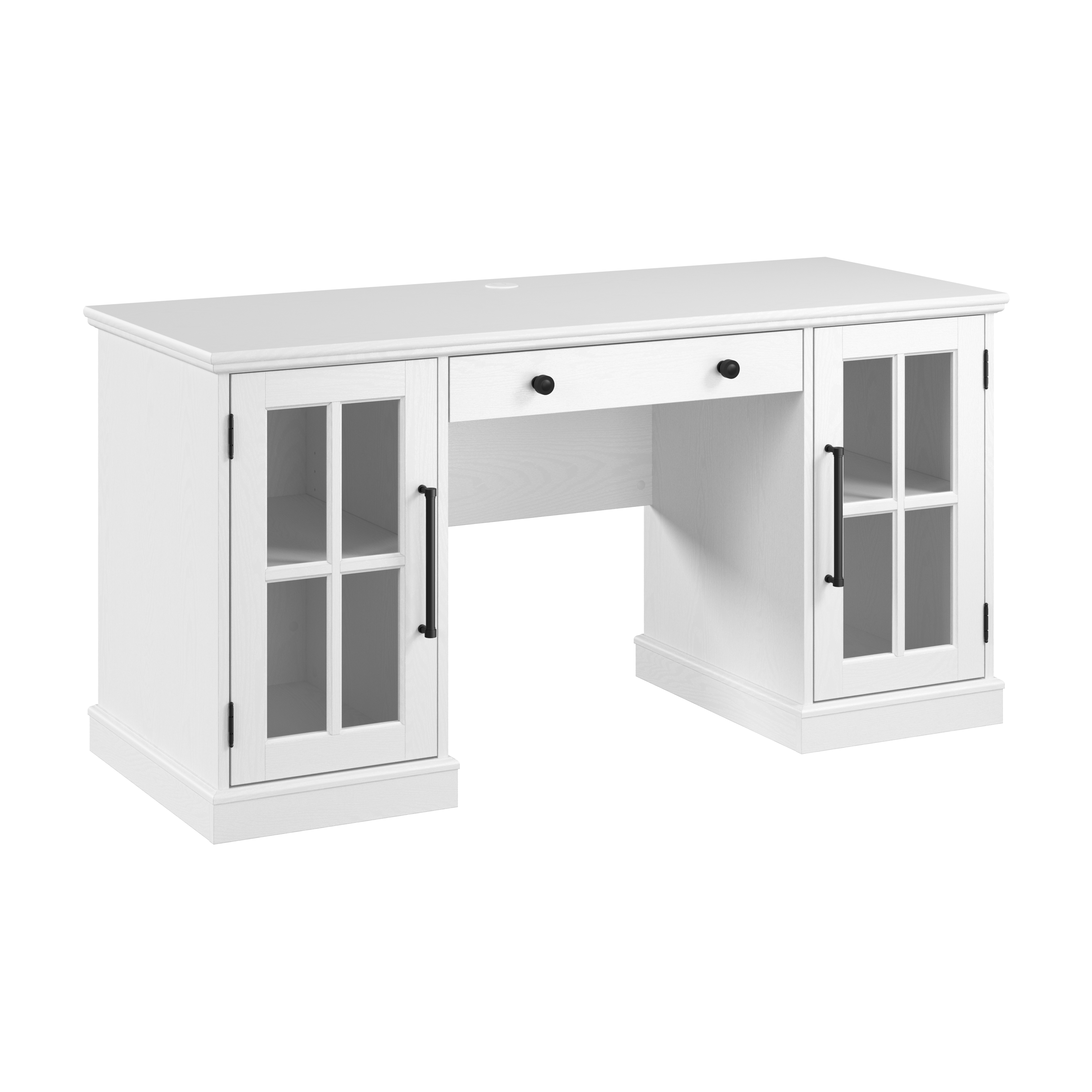 Shop Bush Furniture Westbrook 60W Computer Desk with Storage and Keyboard Tray 02 WBD160WAS-03K #color_white ash