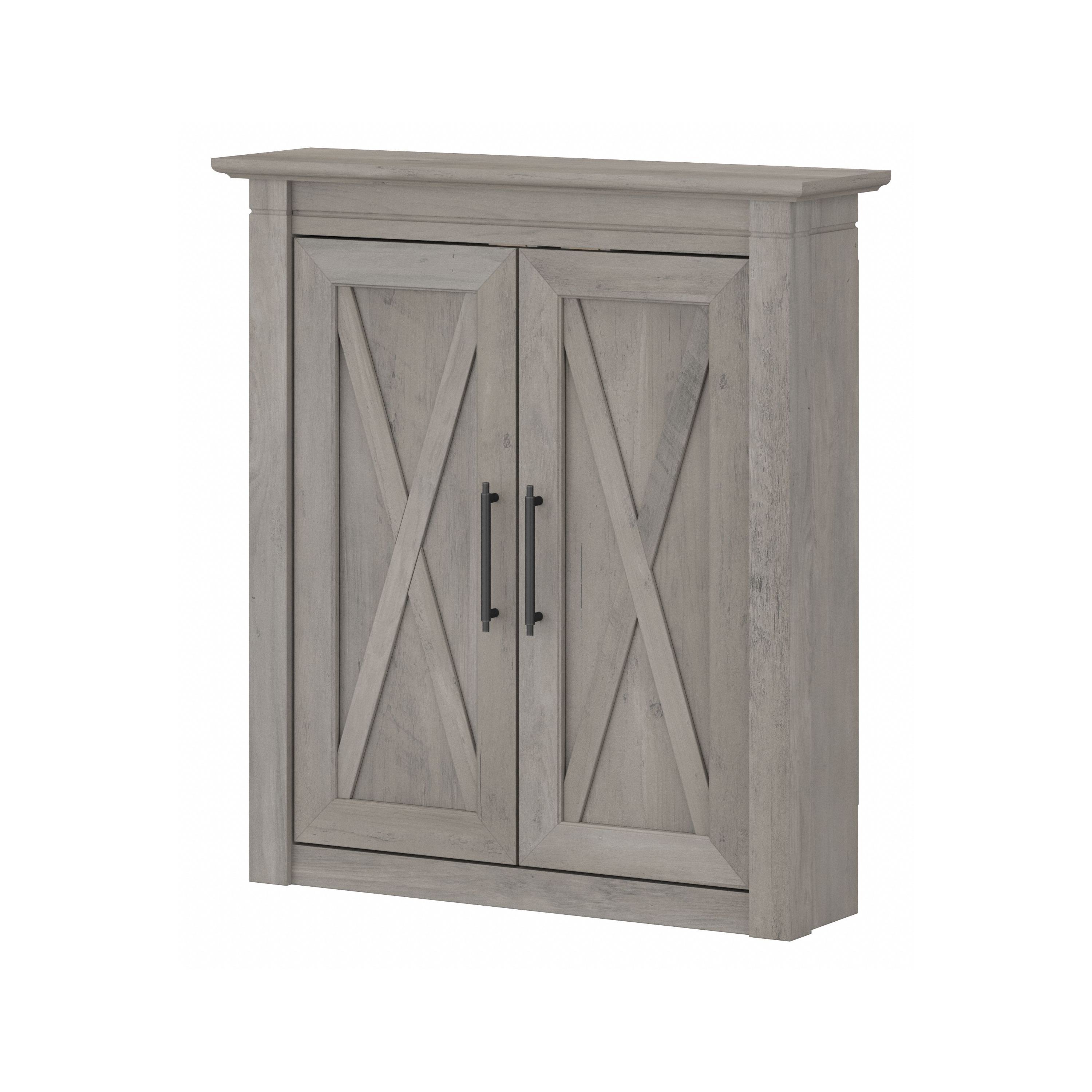 Shop Bush Furniture Key West Bathroom Wall Cabinet with Doors 02 KWWS124DG-03 #color_driftwood gray
