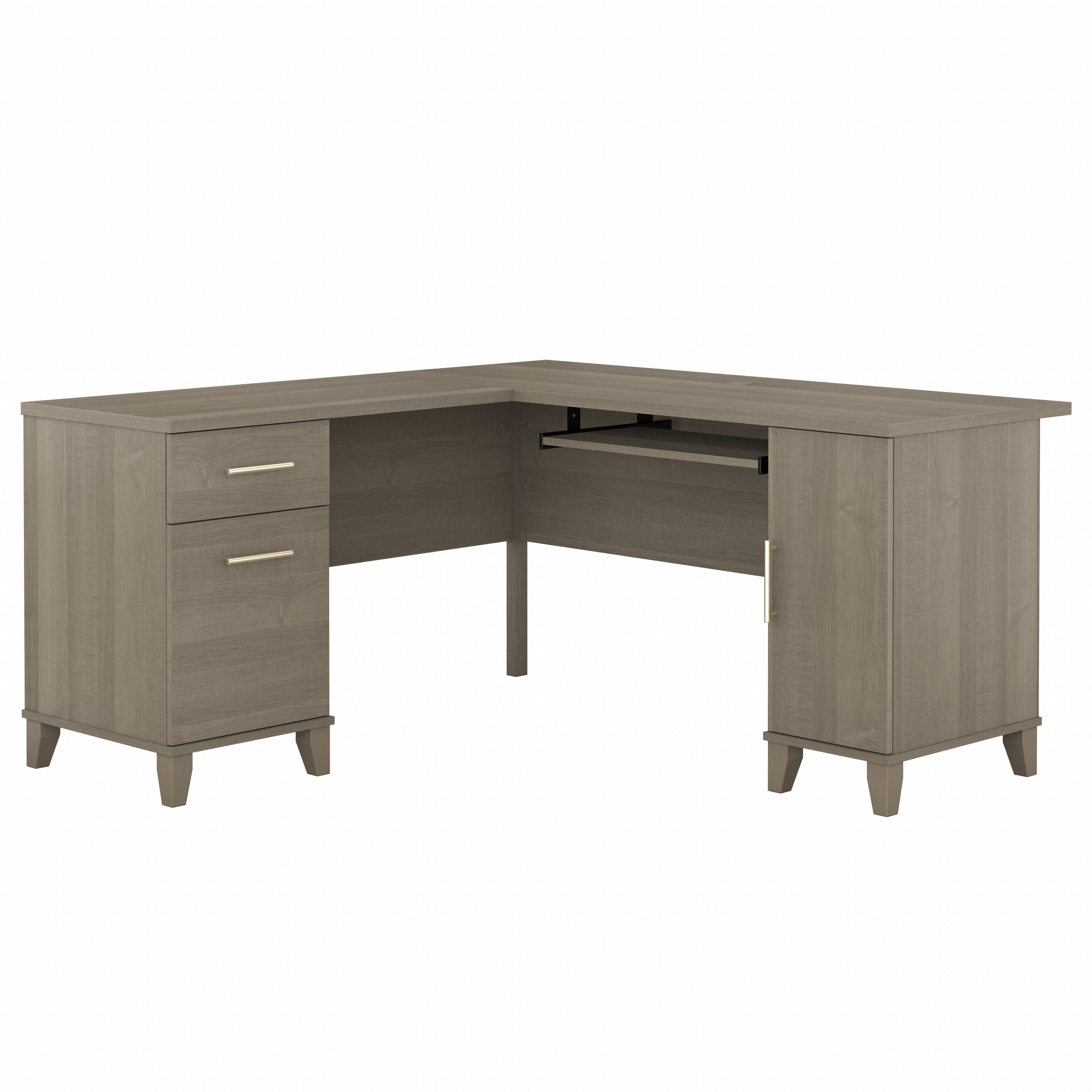 Shop Bush Furniture Somerset 60W L Shaped Desk with Storage 02 WC81630K #color_ash gray