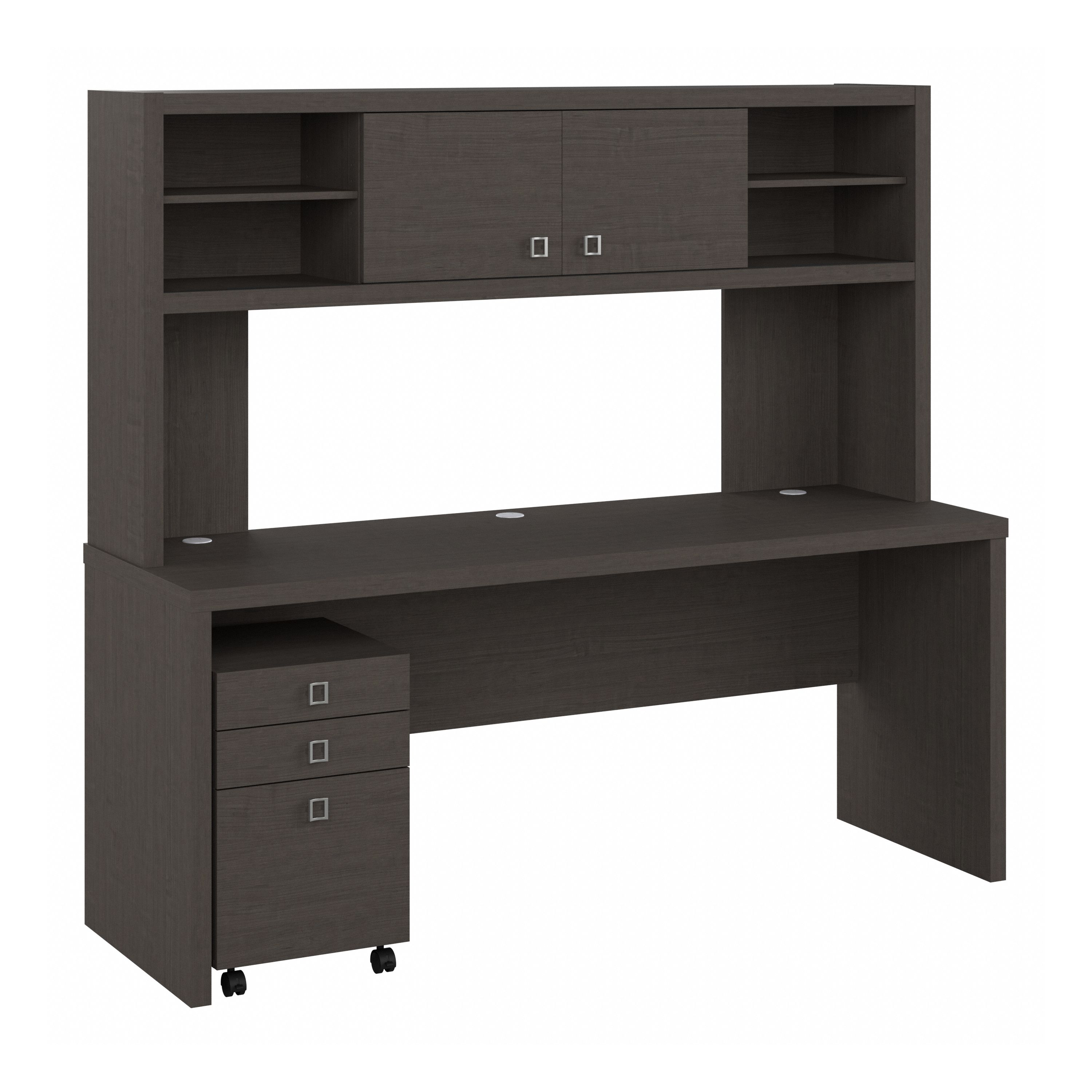 Shop Bush Business Furniture Echo 72W Computer Desk with Hutch and 3 Drawer Mobile File Cabinet 02 ECH048CM #color_charcoal maple