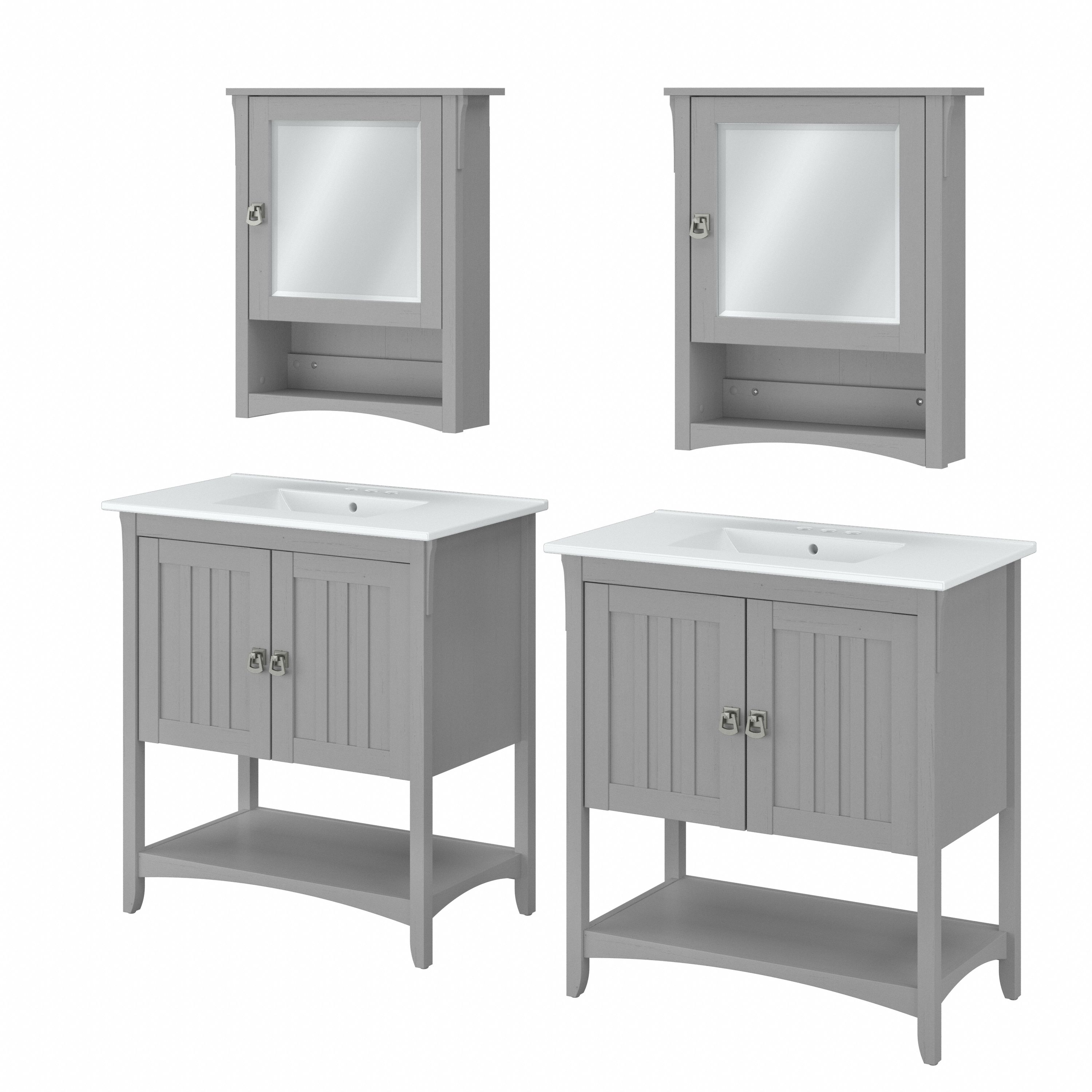 Shop Bush Furniture Salinas 64W Double Vanity Set with Sinks and Medicine Cabinets 02 SAL033CG #color_cape cod gray