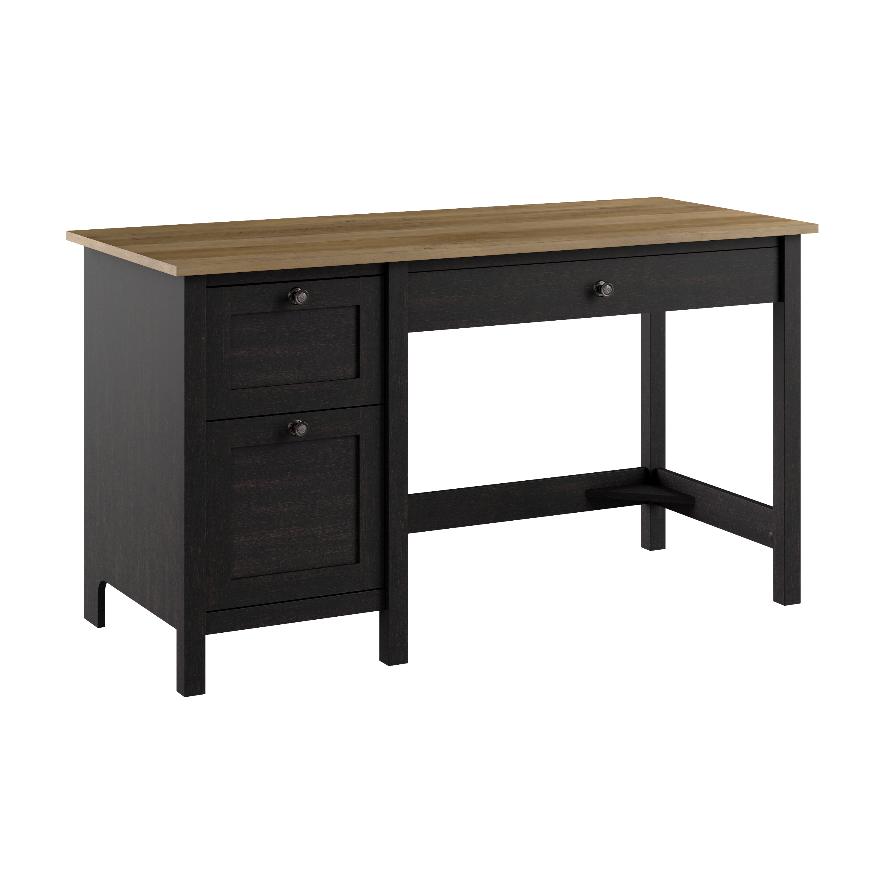Shop Bush Furniture Mayfield 54W Computer Desk with Drawers 02 MAD254V2P-03 #color_vintage black/reclaimed pine