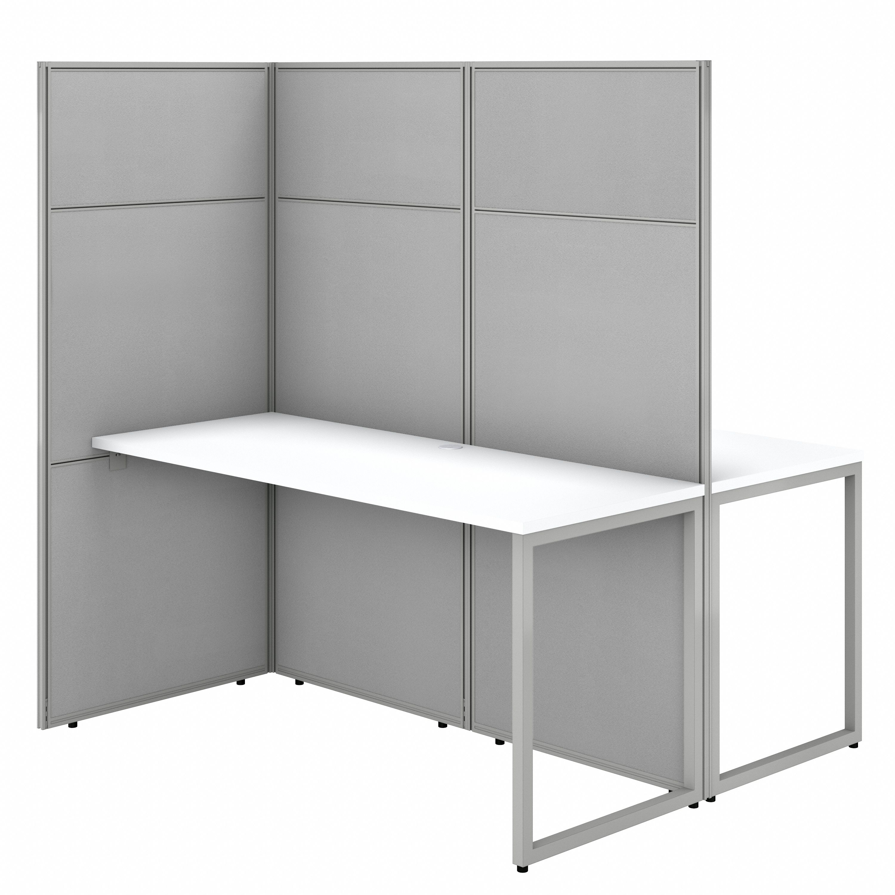 Shop Bush Business Furniture Easy Office 60W 2 Person Cubicle Desk Workstation with 66H Panels 02 EODH460WH-03K #color_pure white/silver gray fabric