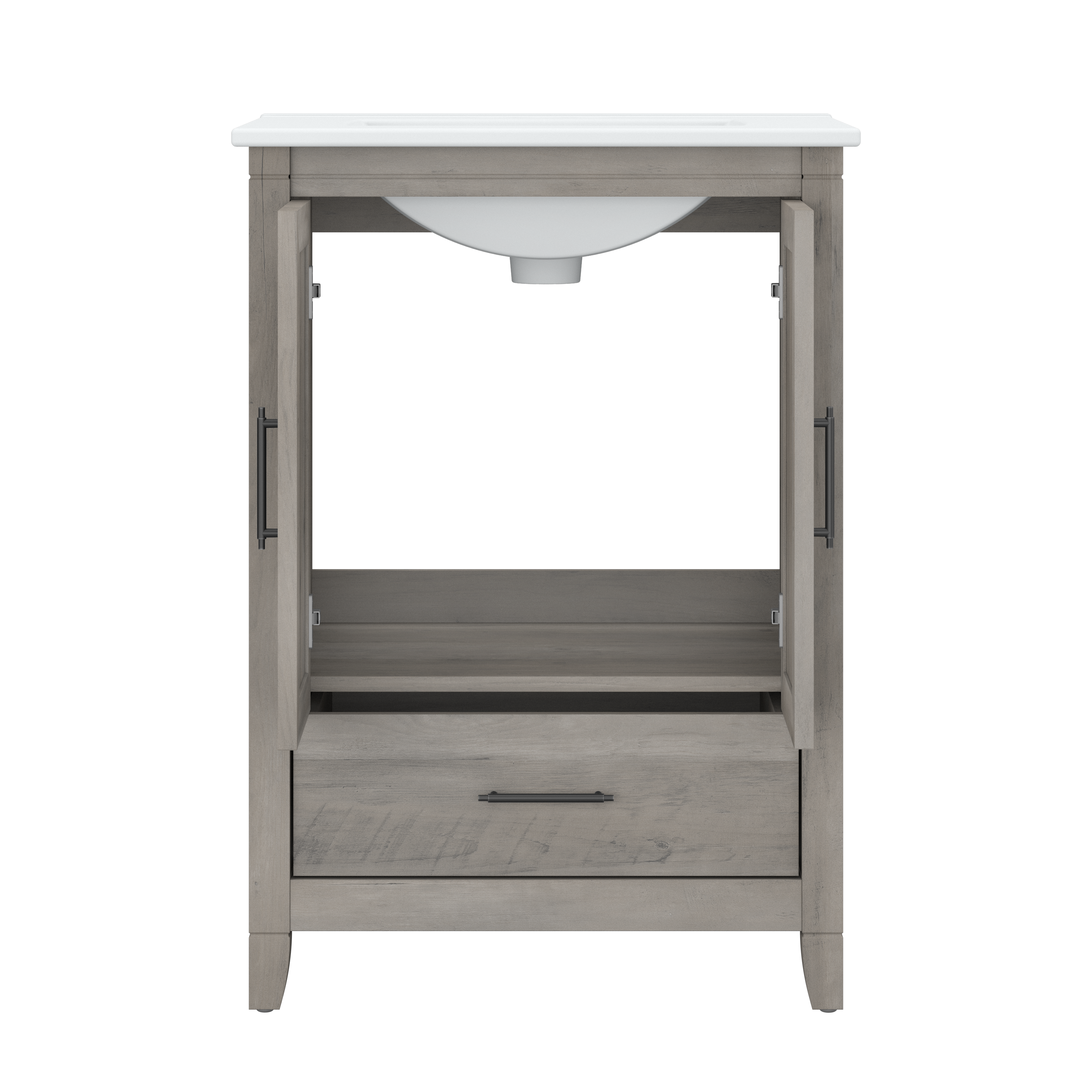 Shop Bush Furniture Key West 64W Double Vanity Set with Sinks, Medicine Cabinets and Linen Tower 05 KWS044DG #color_driftwood gray