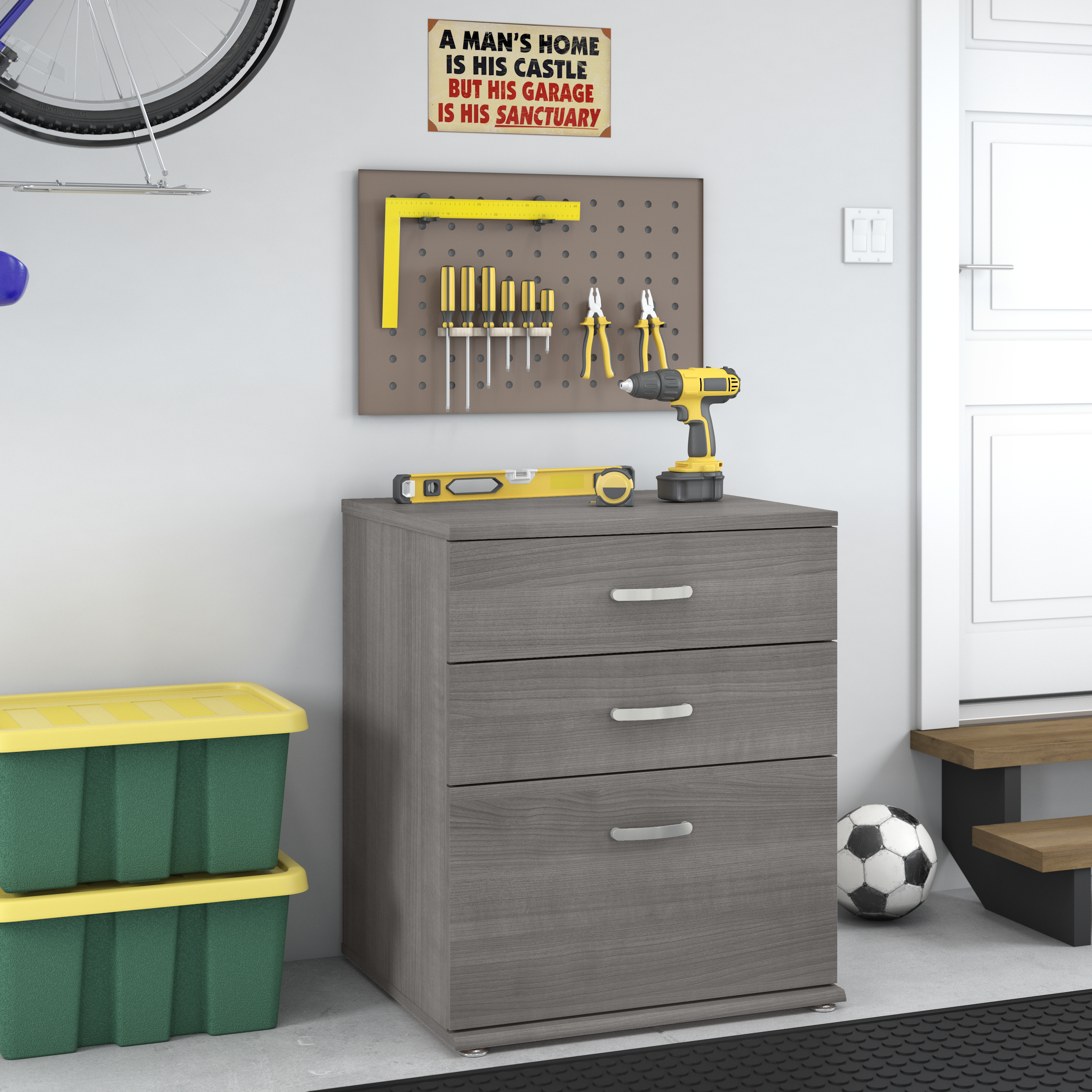 Shop Bush Business Furniture Universal Garage Storage Cabinet with Drawers 01 GAS328PG-Z #color_platinum gray