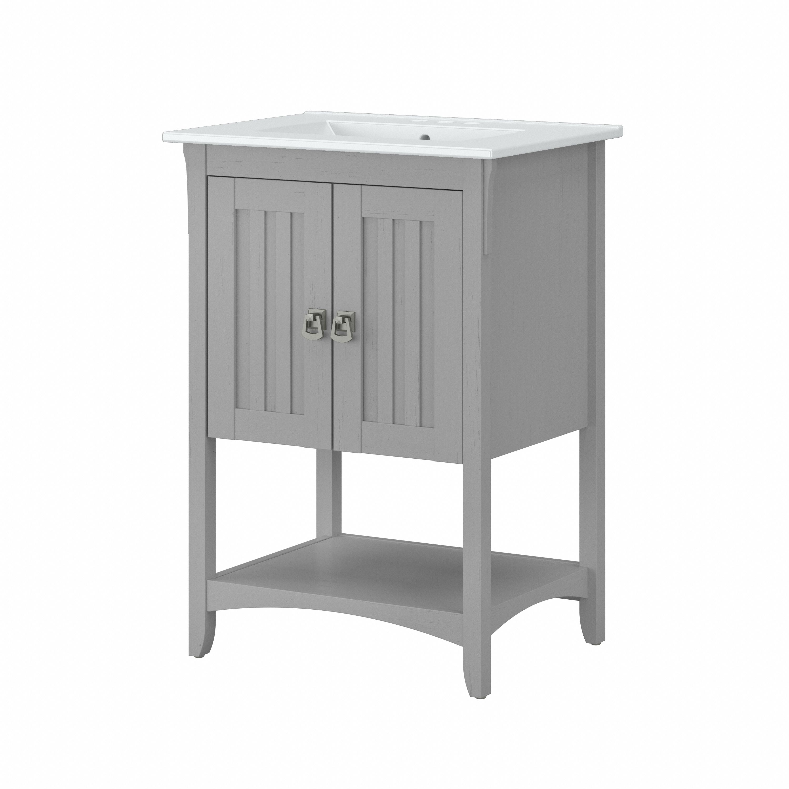 Shop Bush Furniture Salinas 24W Bathroom Vanity with Sink 02 SAVN124CG-03K #color_cape cod gray