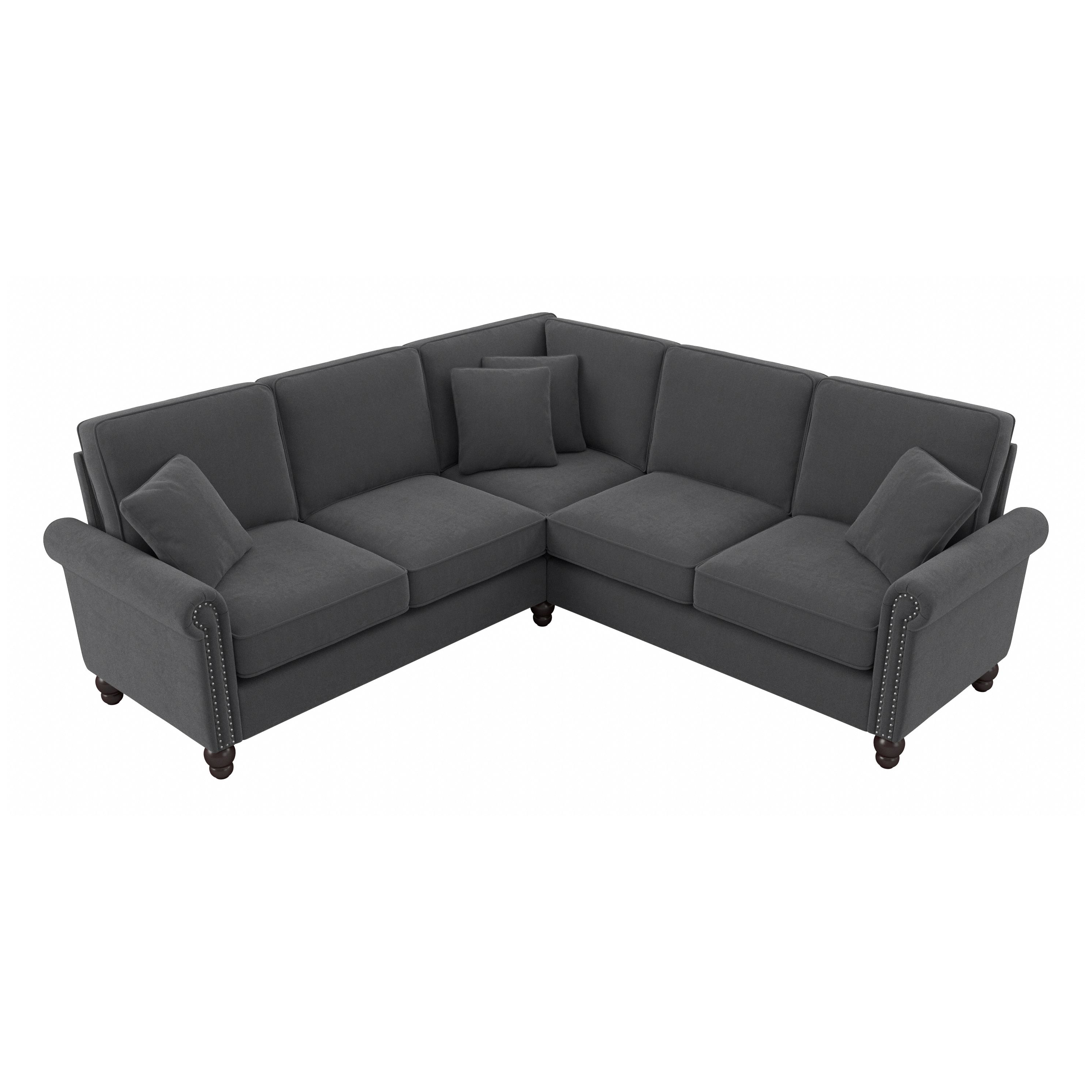 Shop Bush Furniture Coventry 87W L Shaped Sectional Couch 02 CVY86BCGH-03K #color_charcoal gray herringbone fabr