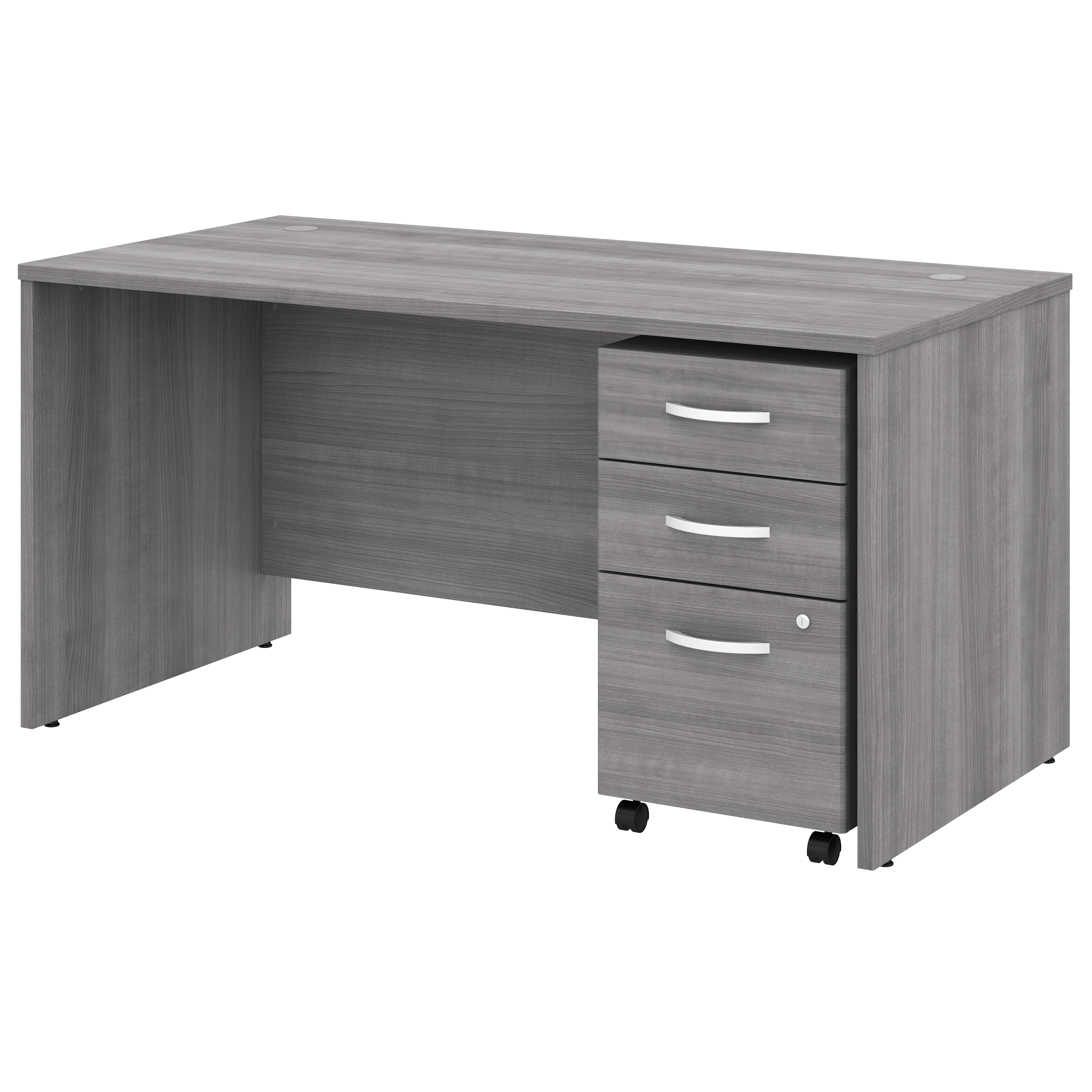 Shop Bush Business Furniture Studio C 60W x 30D Office Desk with Mobile File Cabinet 02 STC014PGSU #color_platinum gray