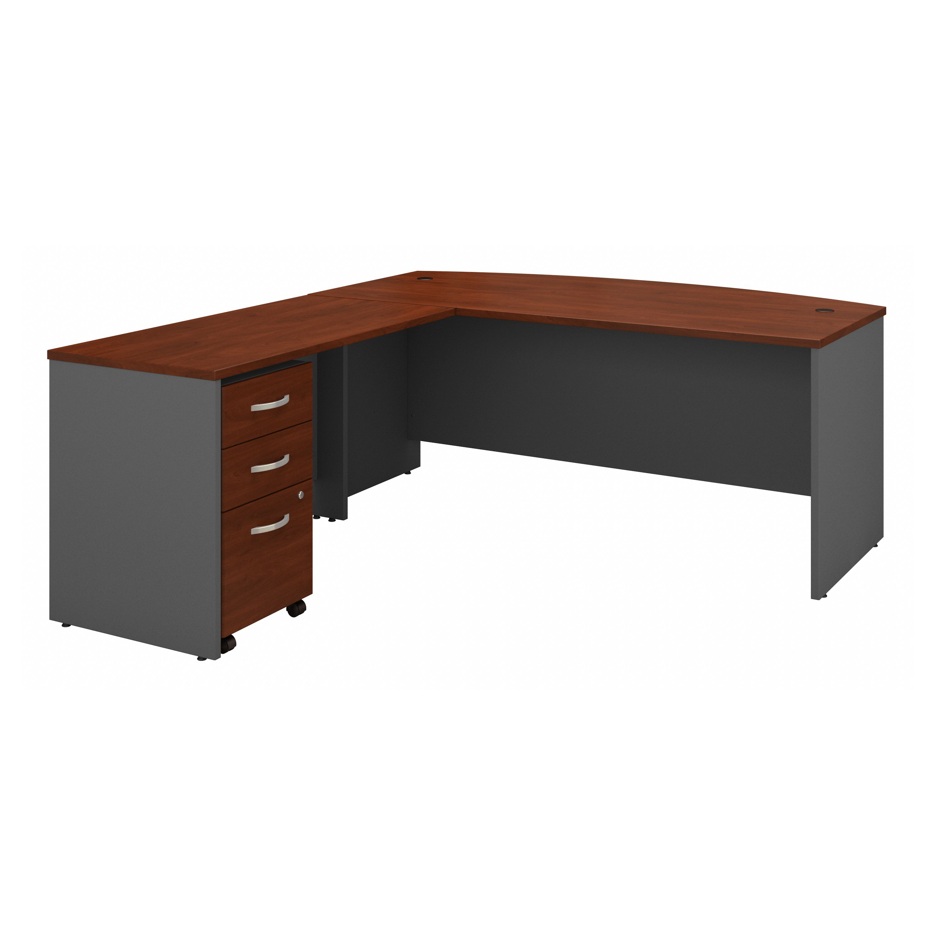Shop Bush Business Furniture Series C 72W Bow Front L Shaped Desk with 48W Return and Mobile File Cabinet 02 SRC084HCSU #color_hansen cherry/graphite gray