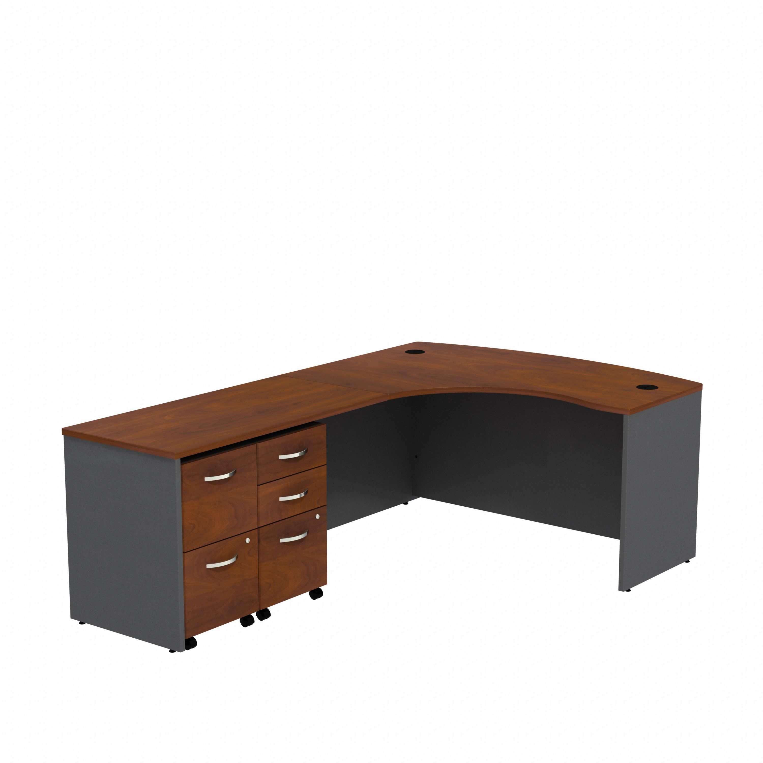 Shop Bush Business Furniture Series C Bow Front Left Handed L Shaped Desk with 2 Mobile Pedestals 02 SRC034HCLSU #color_hansen cherry