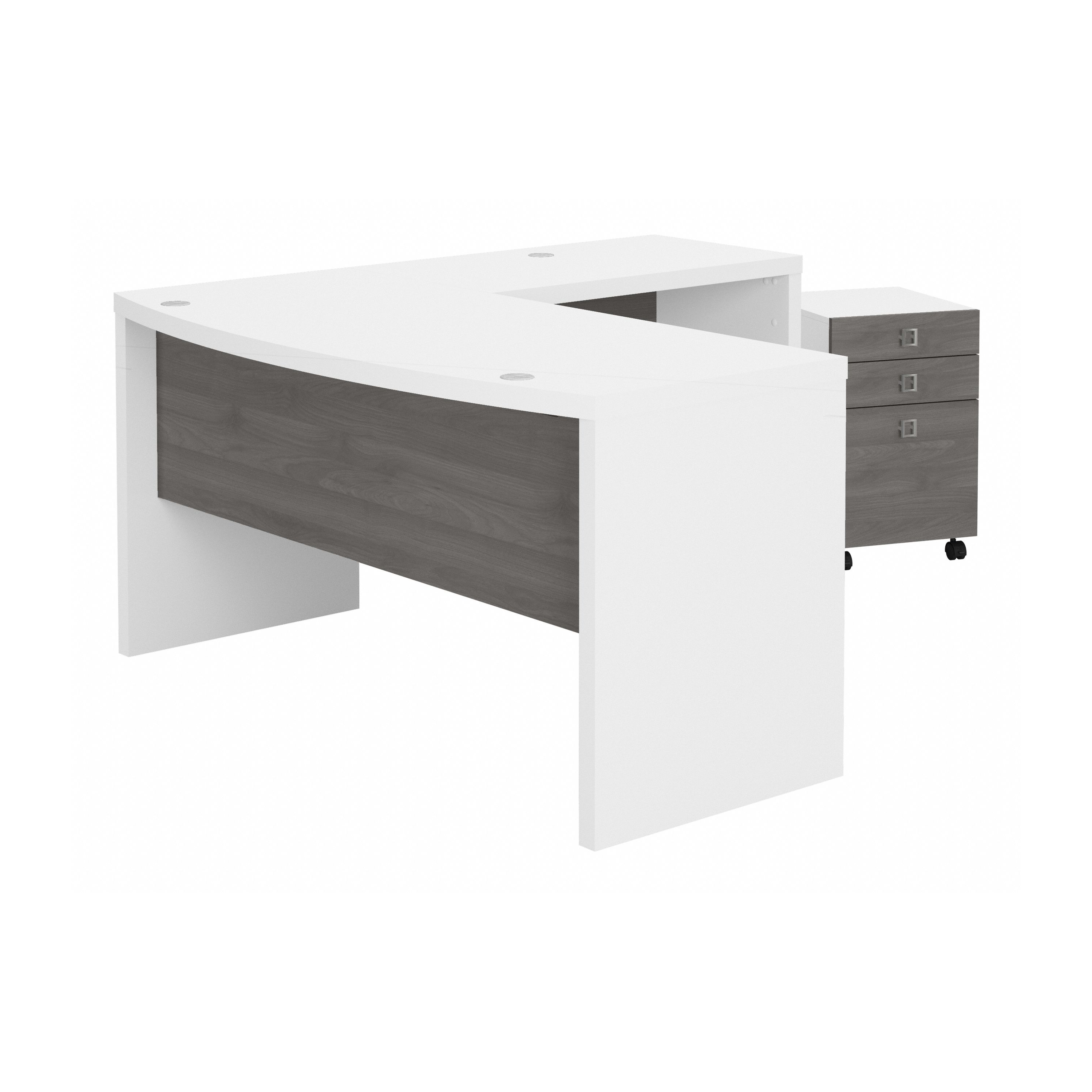 Shop Bush Business Furniture Echo L Shaped Bow Front Desk with Mobile File Cabinet 02 ECH007WHMG #color_pure white/modern gray