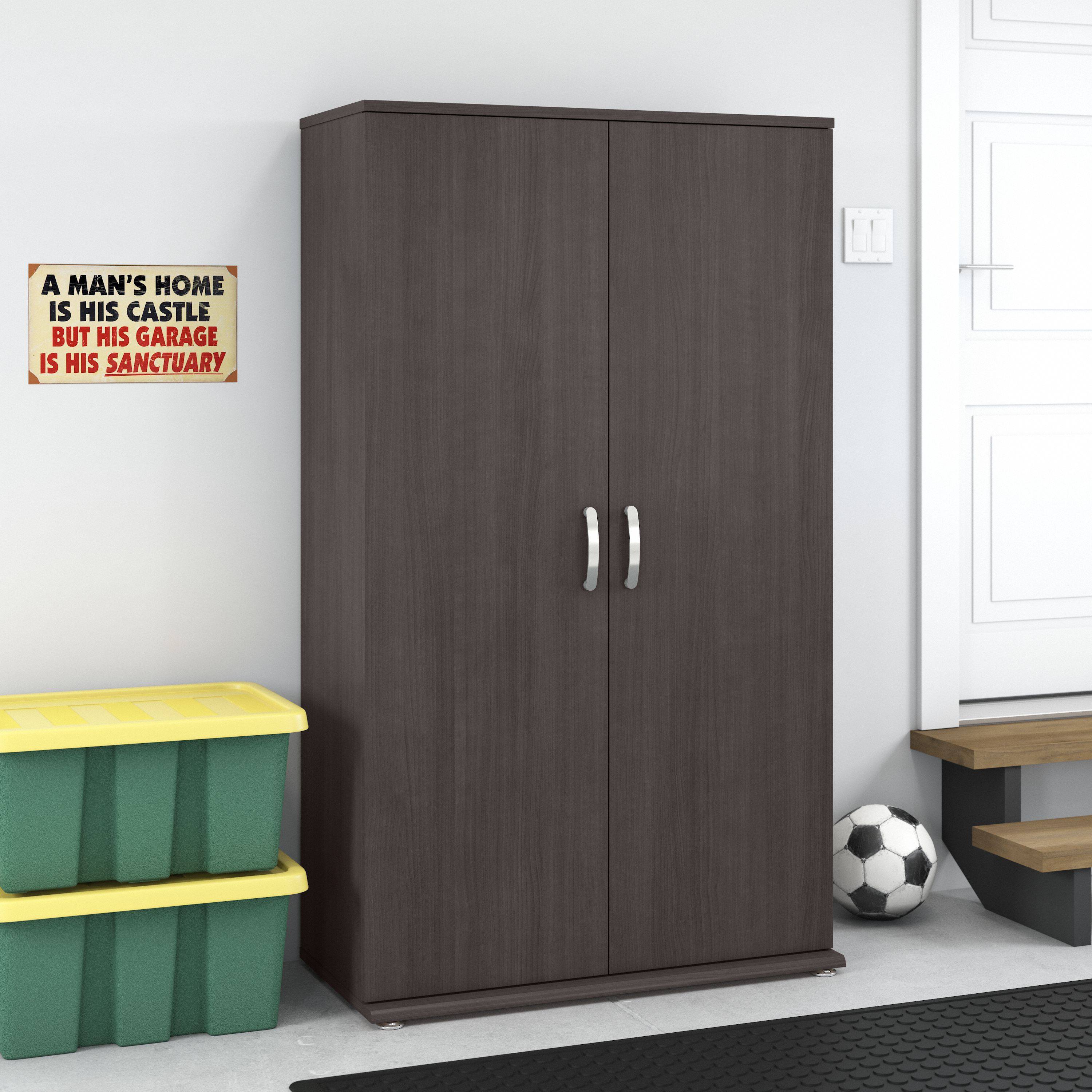 Shop Bush Business Furniture Universal Tall Garage Storage Cabinet with Doors and Shelves 01 GAS136SG-Z #color_storm gray