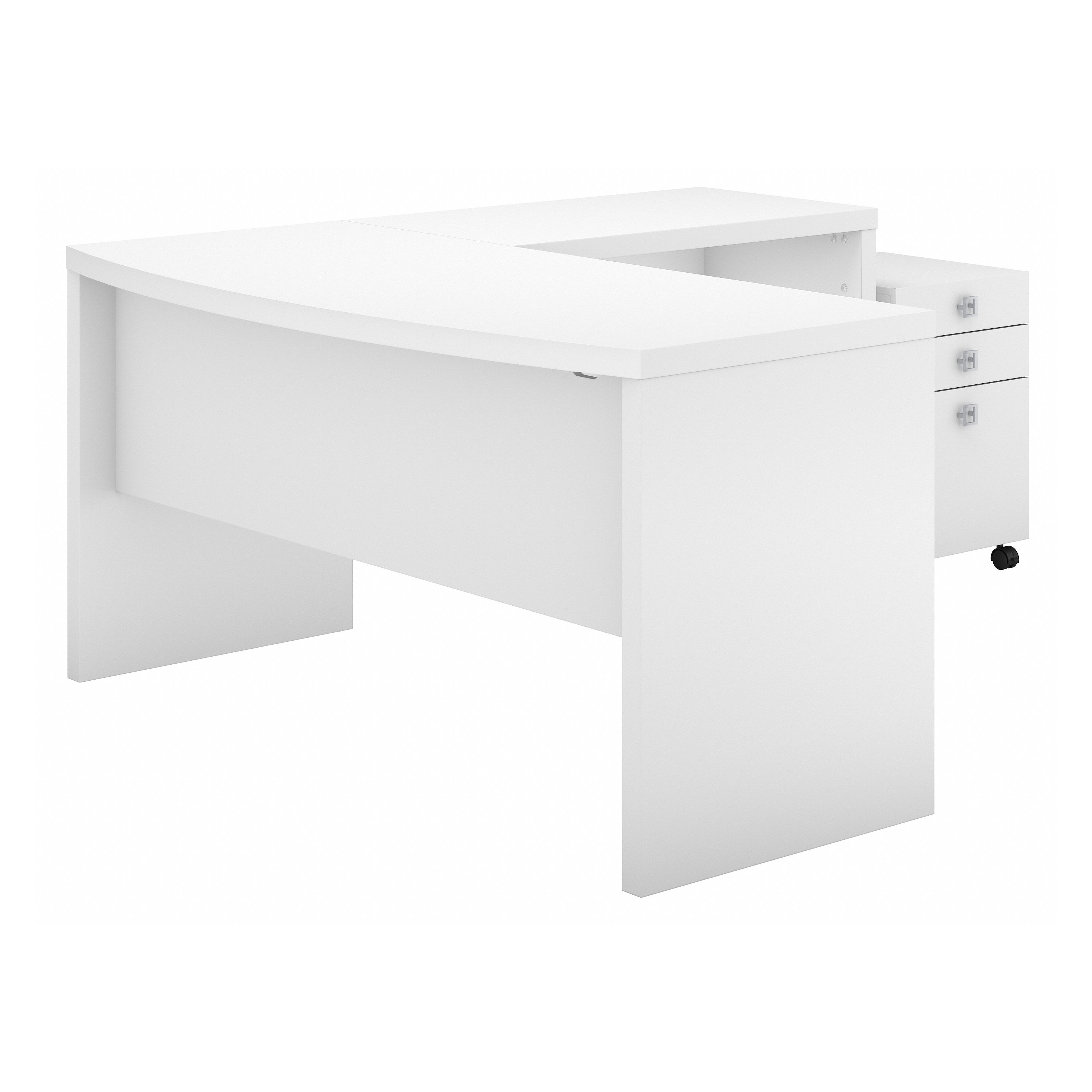 Shop Bush Business Furniture Echo L Shaped Bow Front Desk with Mobile File Cabinet 02 ECH007PW #color_pure white