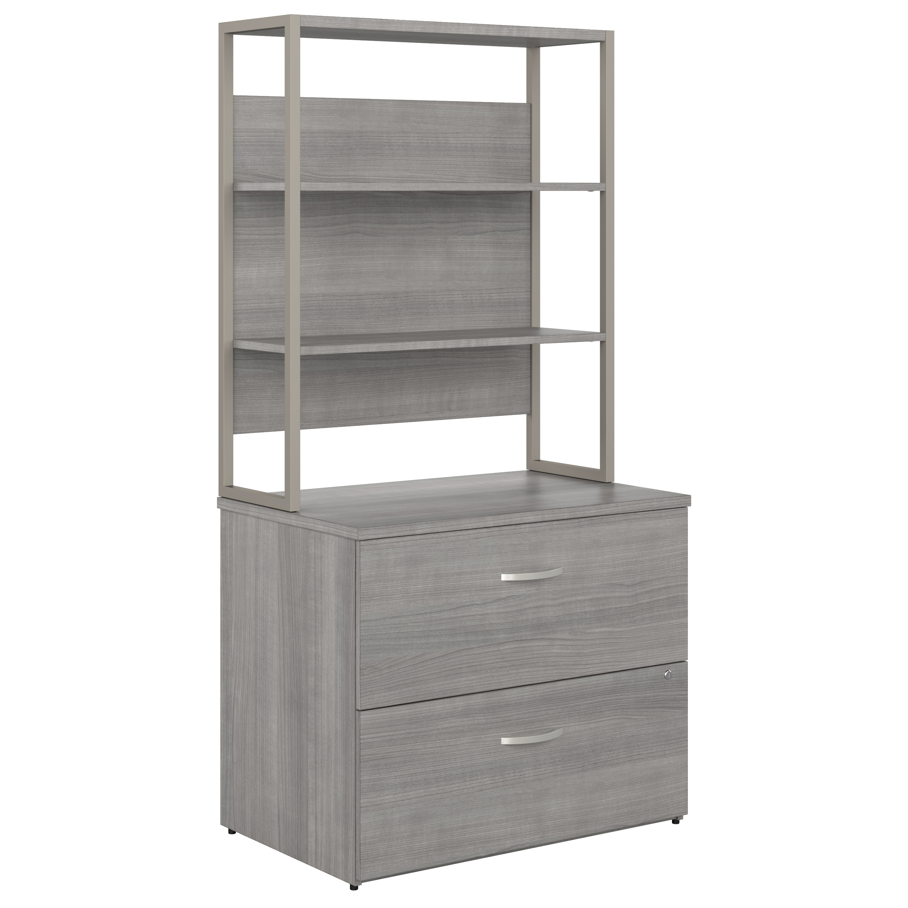 Shop Bush Business Furniture Hybrid 2 Drawer Lateral File Cabinet with Shelves 02 HYB018PGSU #color_platinum gray