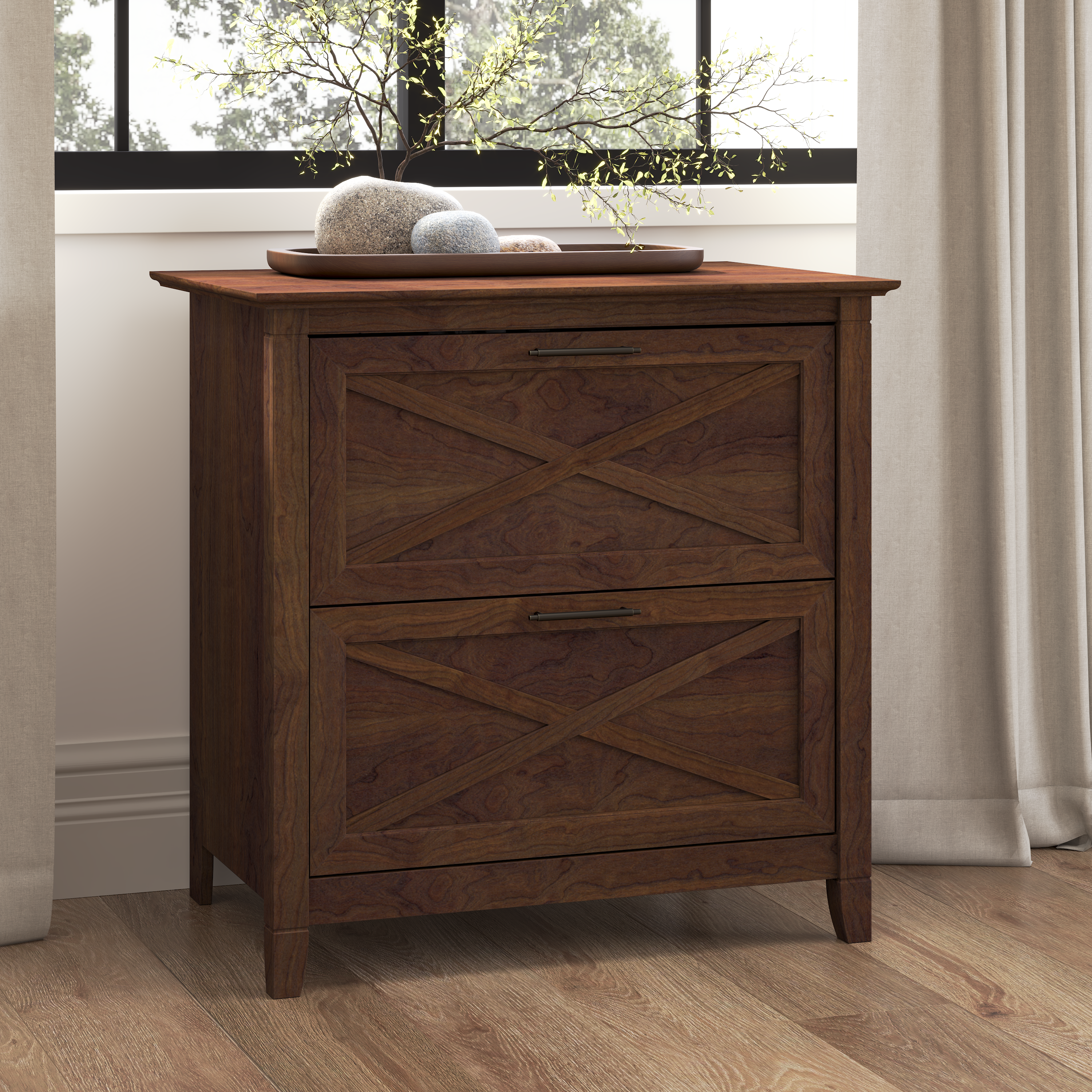 Shop Bush Furniture Key West 2 Drawer Lateral File Cabinet 01 KWF130BC-03 #color_bing cherry